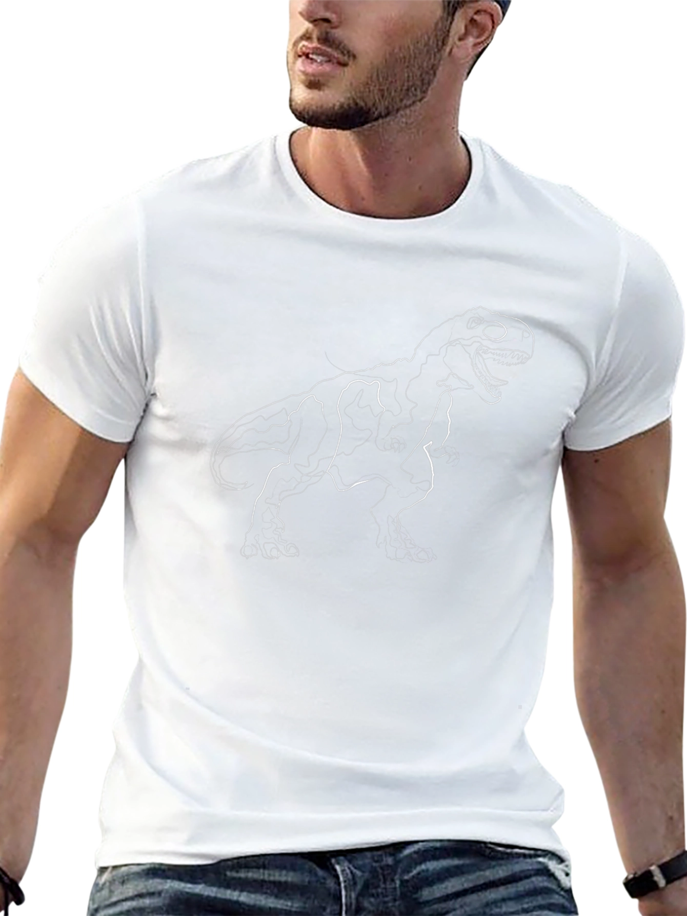Camiseta Negra con Diseño de Dinosaurio T-Rex