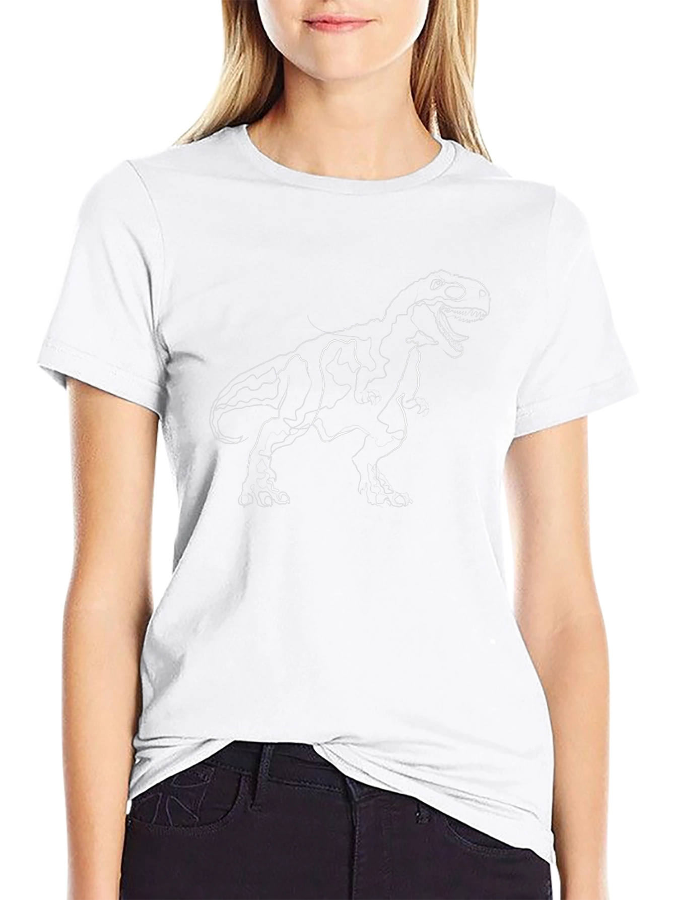 Camiseta Negra con Diseño de Dinosaurio T-Rex