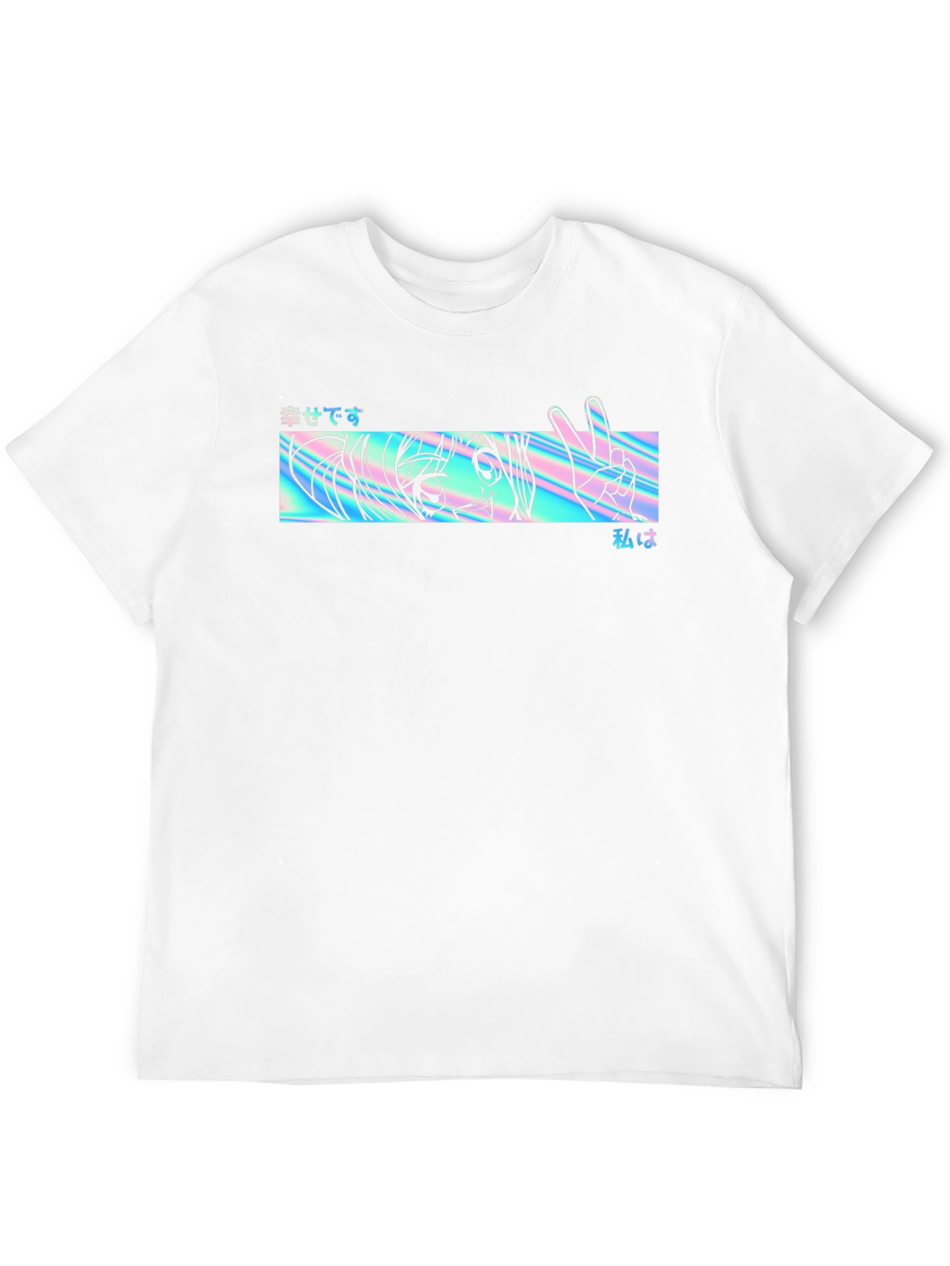 Camiseta Negra con Diseño Anime Holográfico