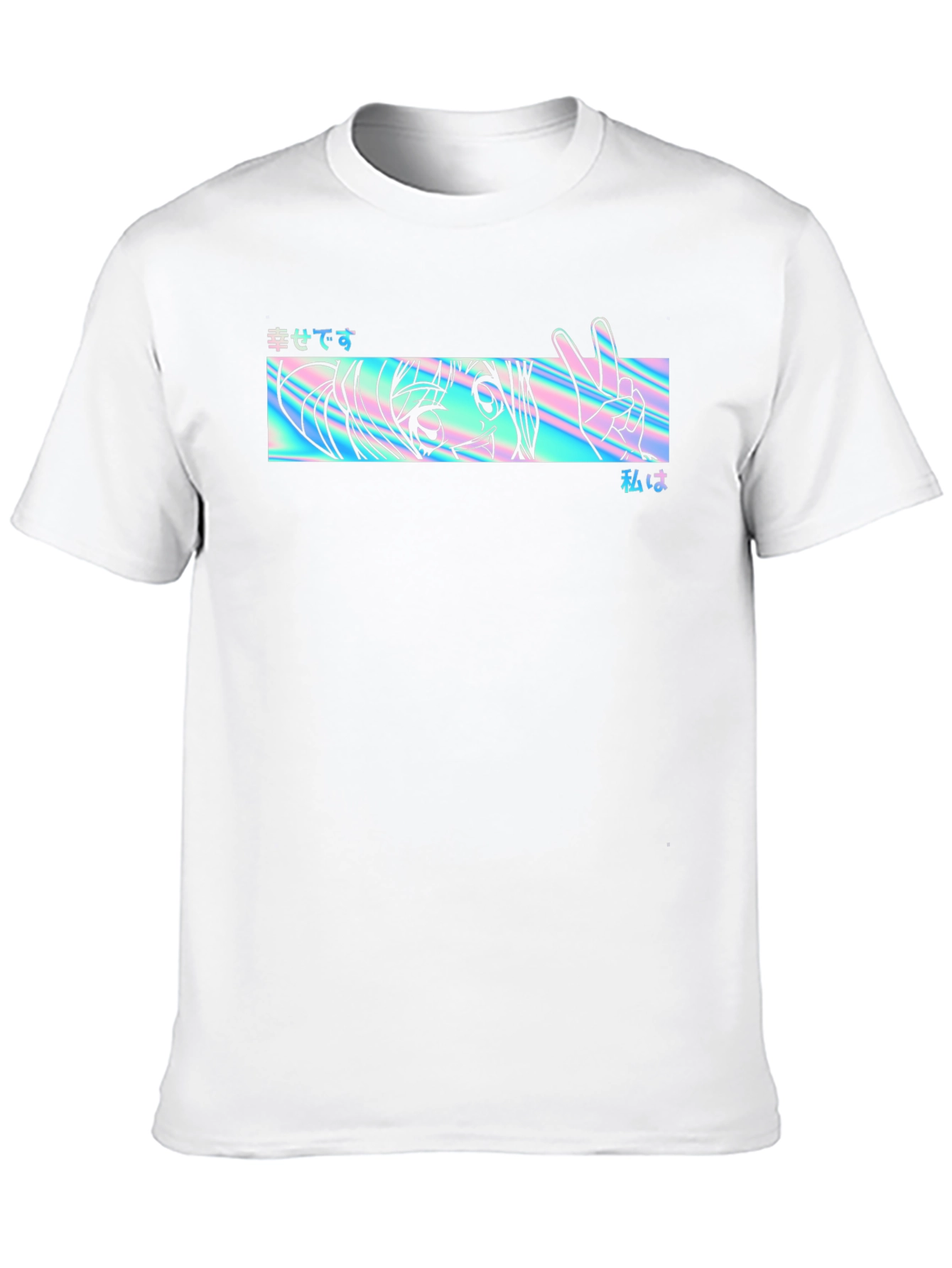 Camiseta Negra con Diseño Anime Holográfico