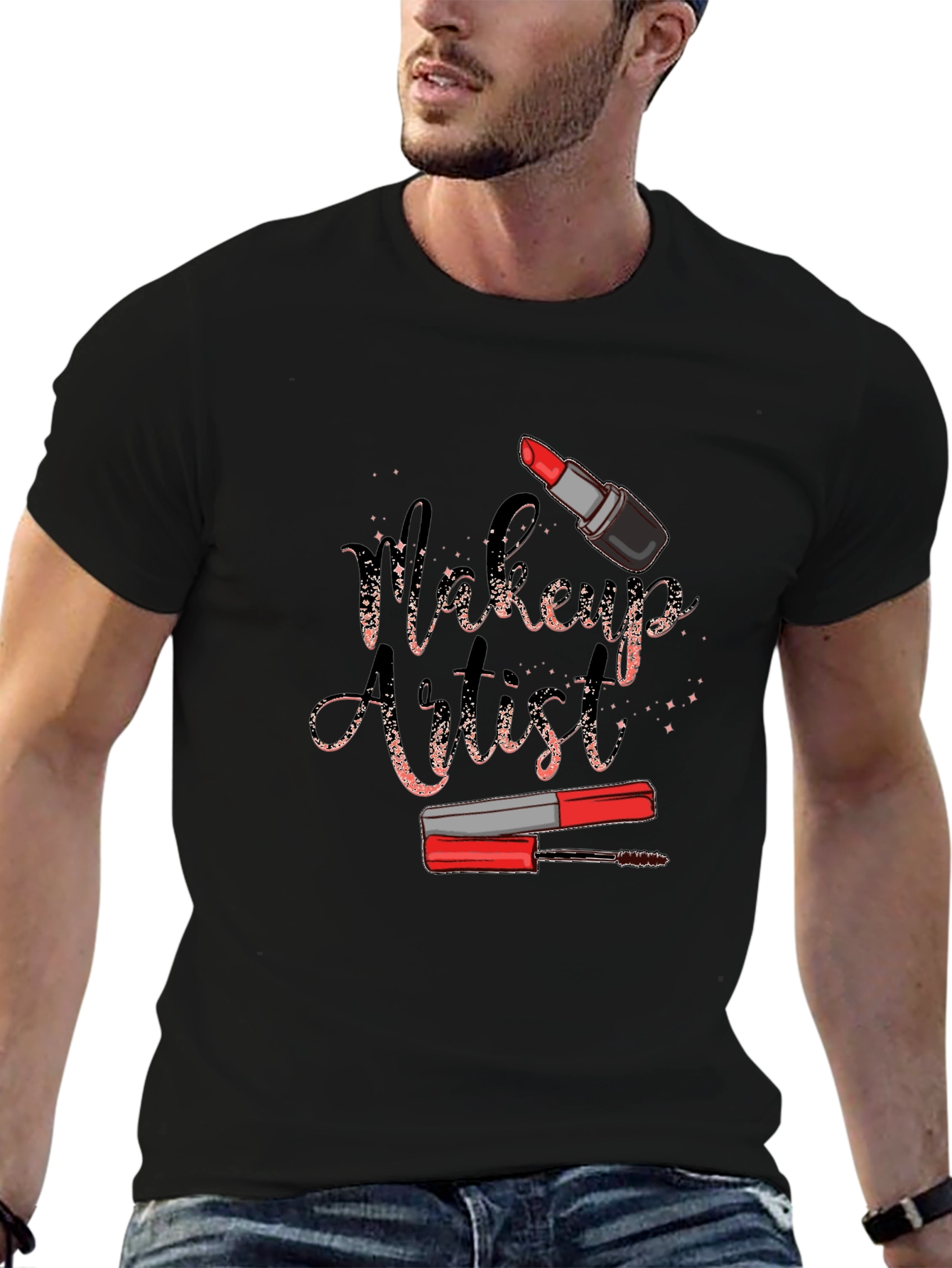 Camiseta Negra Diseño Artista de Maquillaje