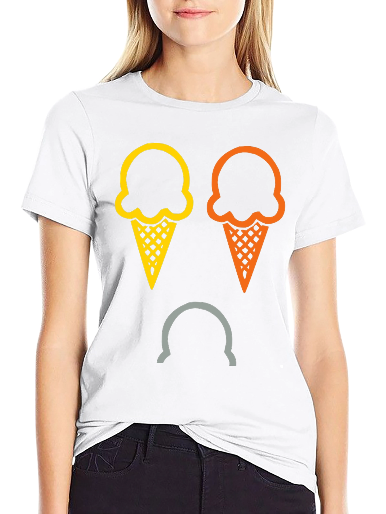 Camiseta Negra con Diseño de Helados Tristes