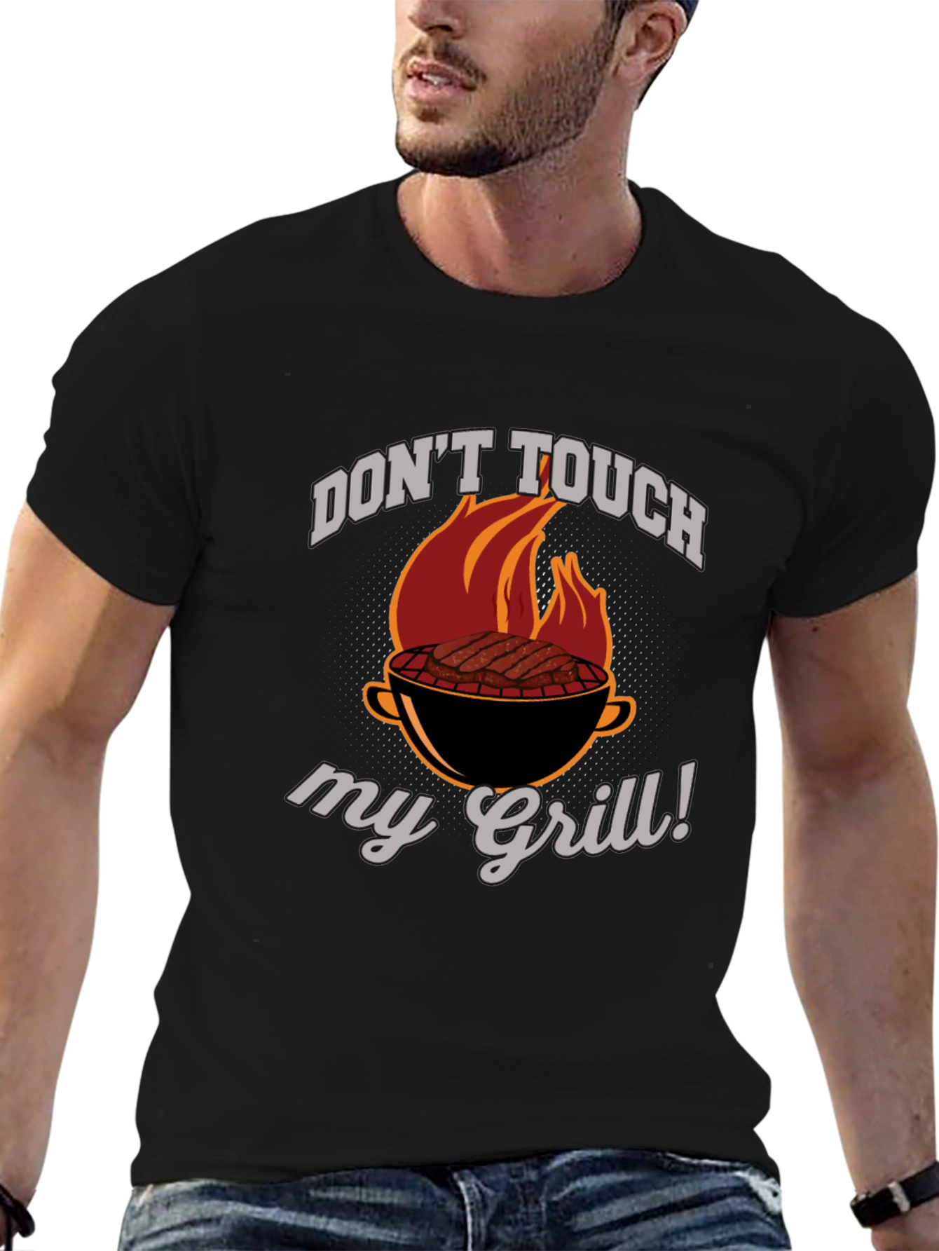 Camiseta Negra No Toques Mi Parrilla para Barbacoa