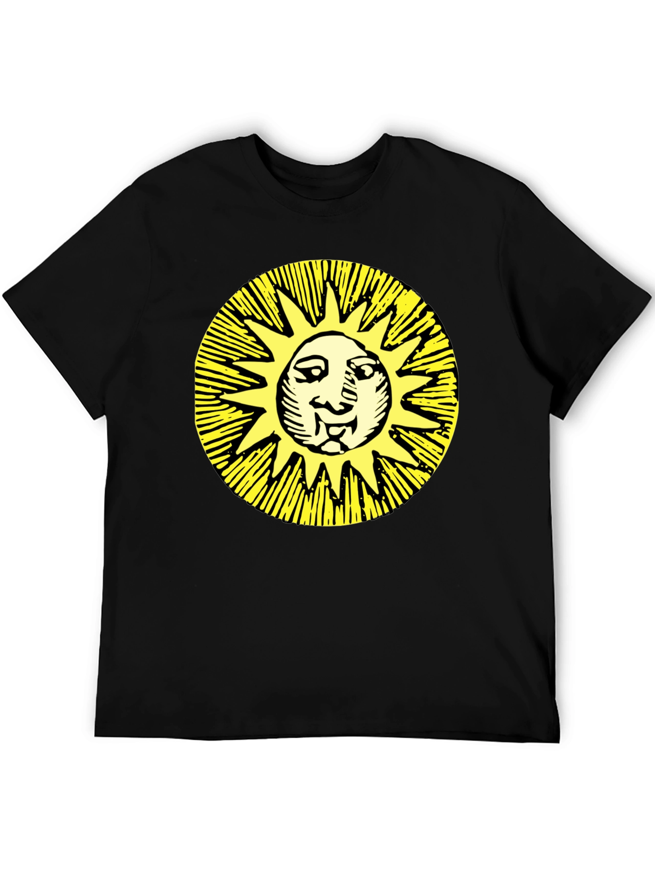 Camiseta Negra con Sol Amarillo Estampado