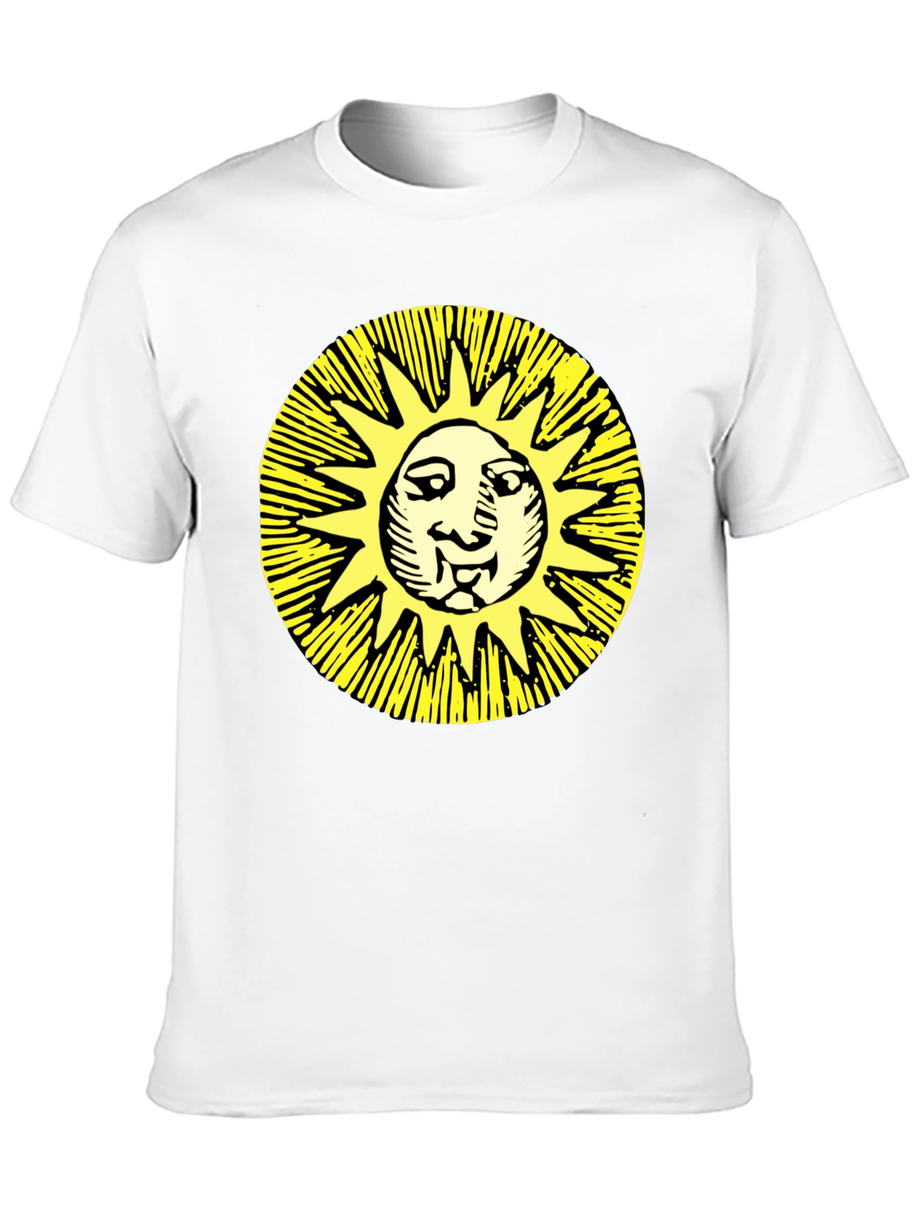 Camiseta Negra con Sol Amarillo Estampado