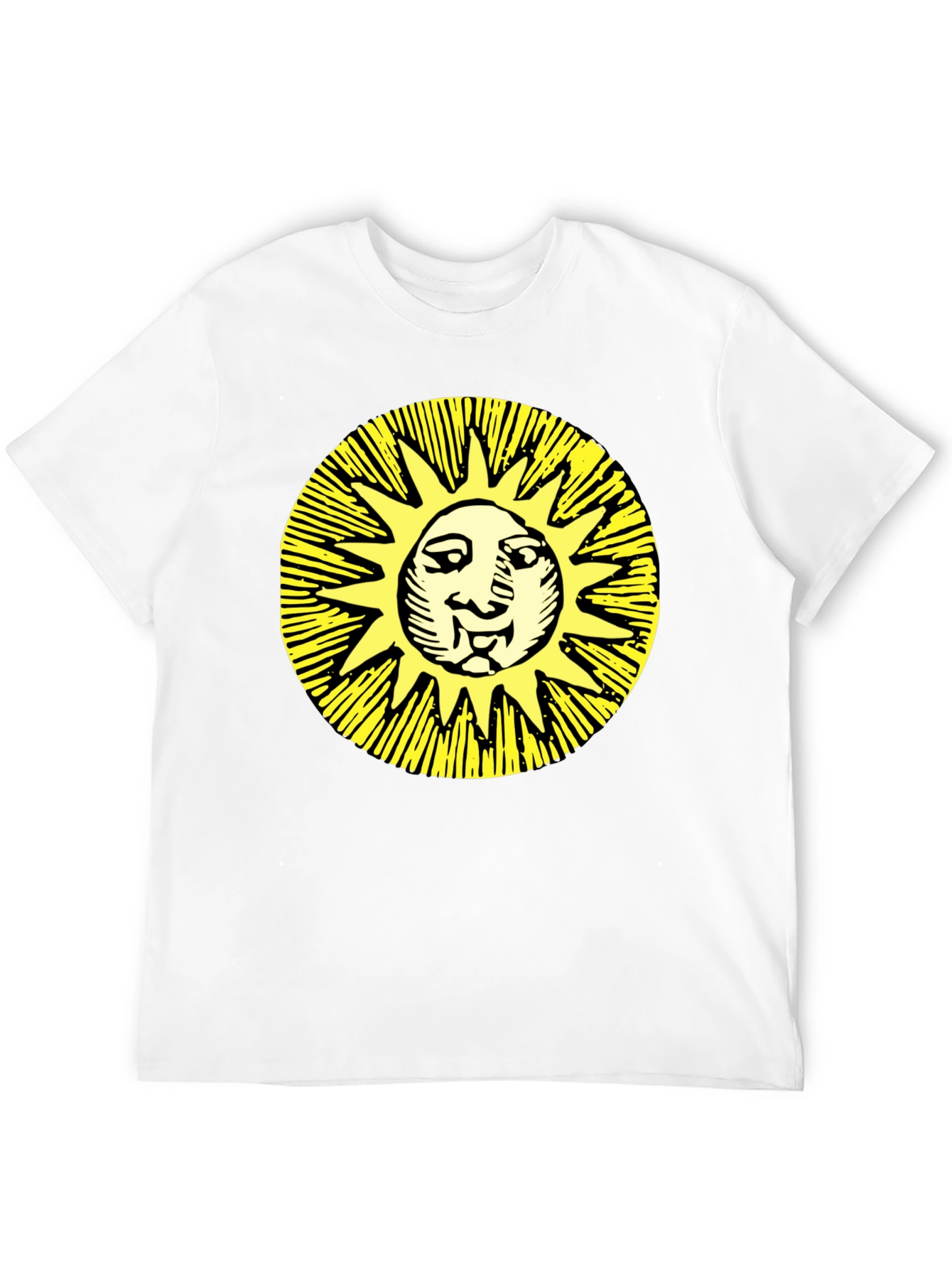 Camiseta Negra con Sol Amarillo Estampado