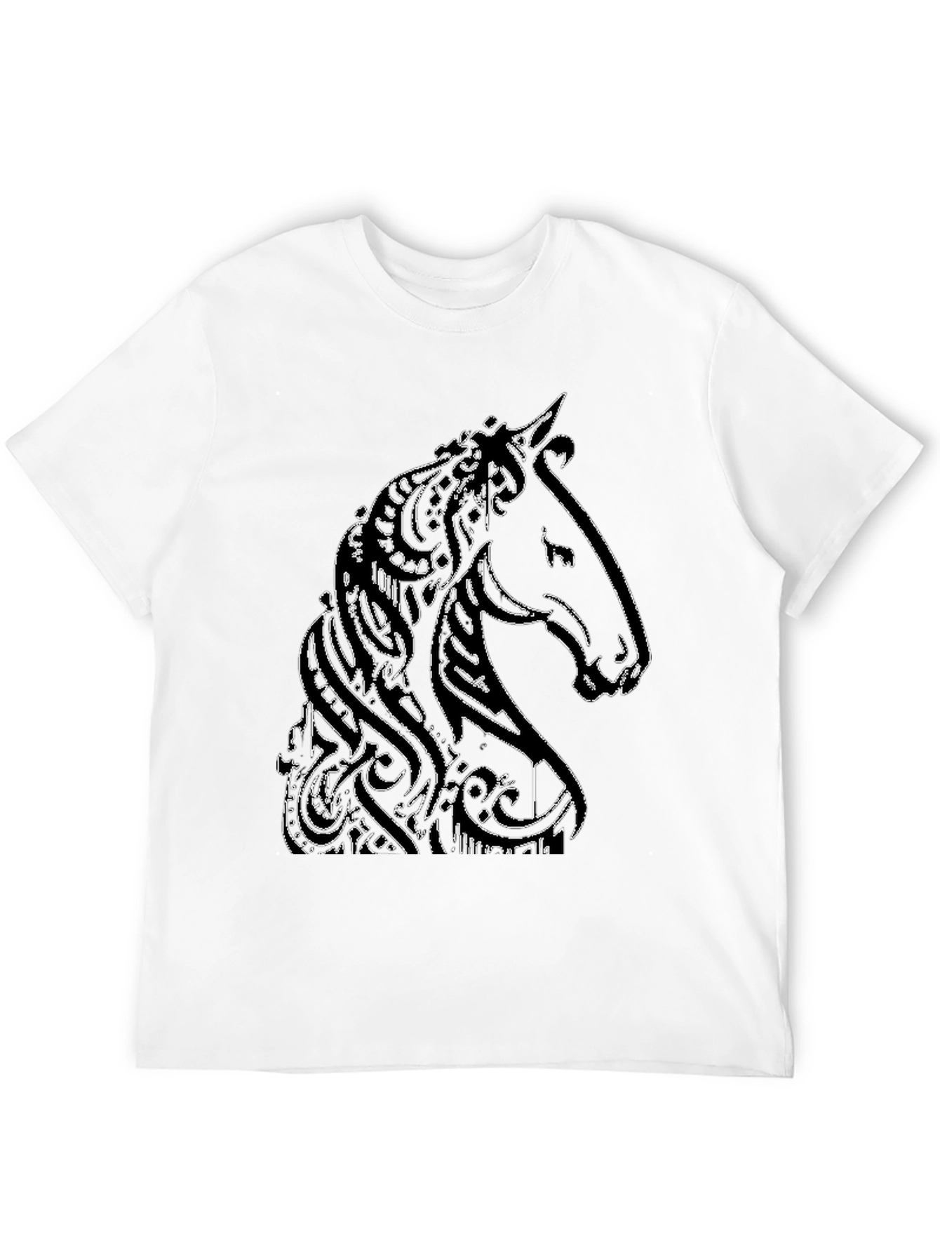 Camiseta Negra con Diseño de Caballo Abstracto