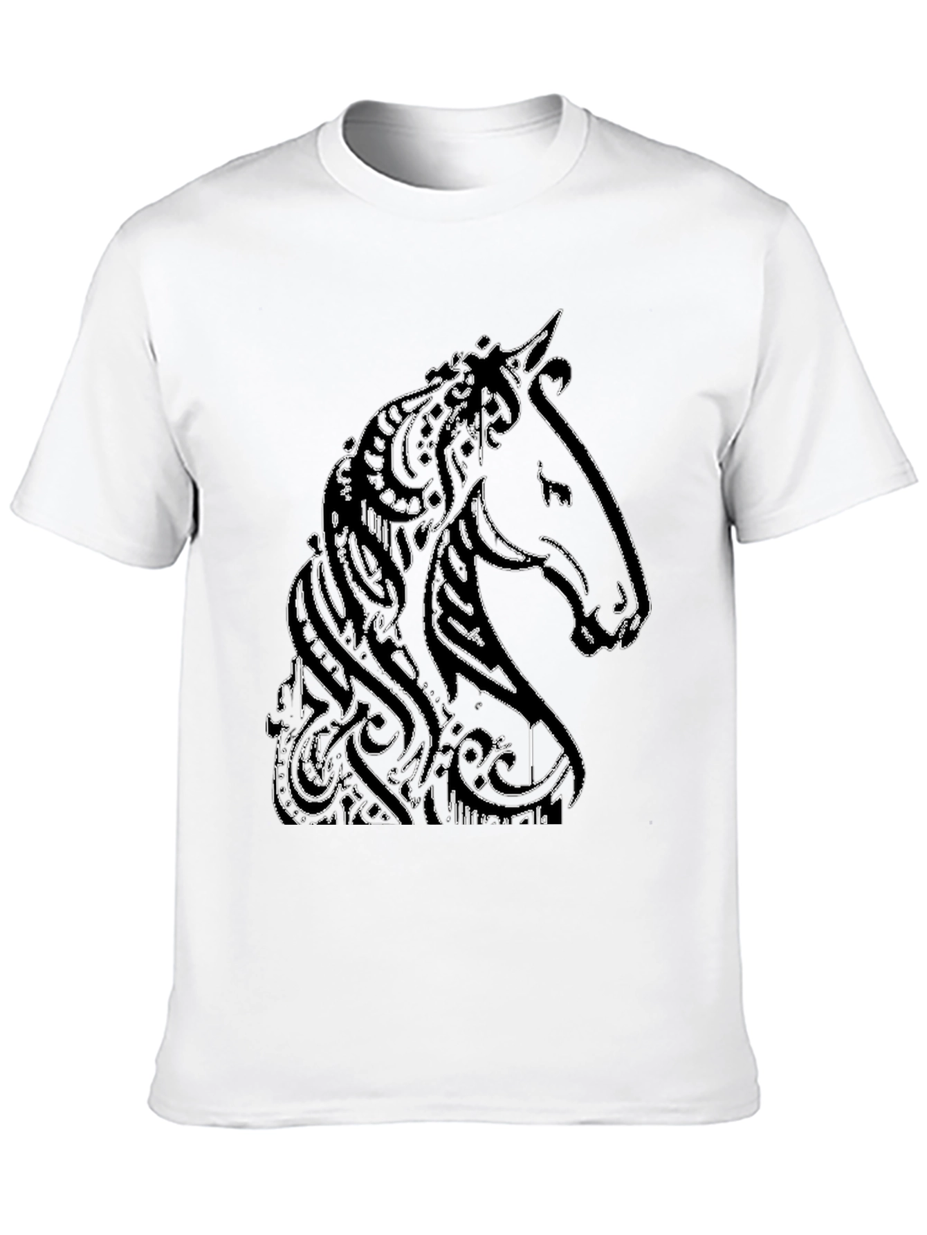 Camiseta Negra con Diseño de Caballo Abstracto