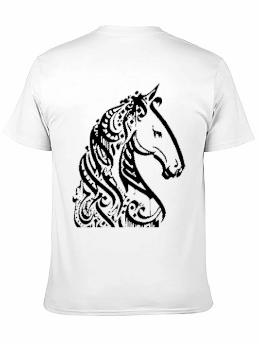 Camiseta Negra con Diseño de Caballo Abstracto