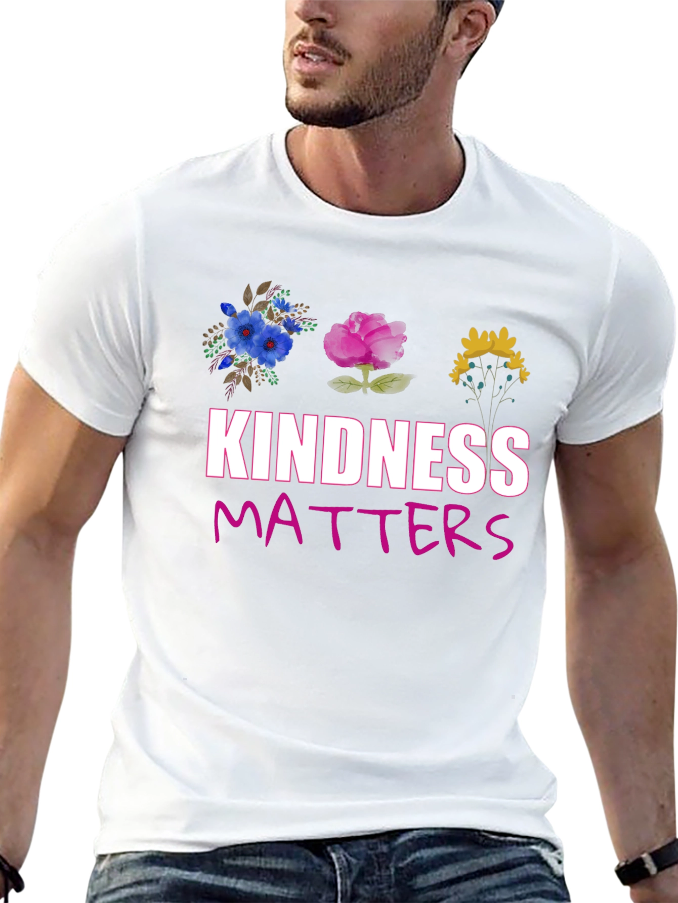 Camiseta Negra Kindness Matters Floral