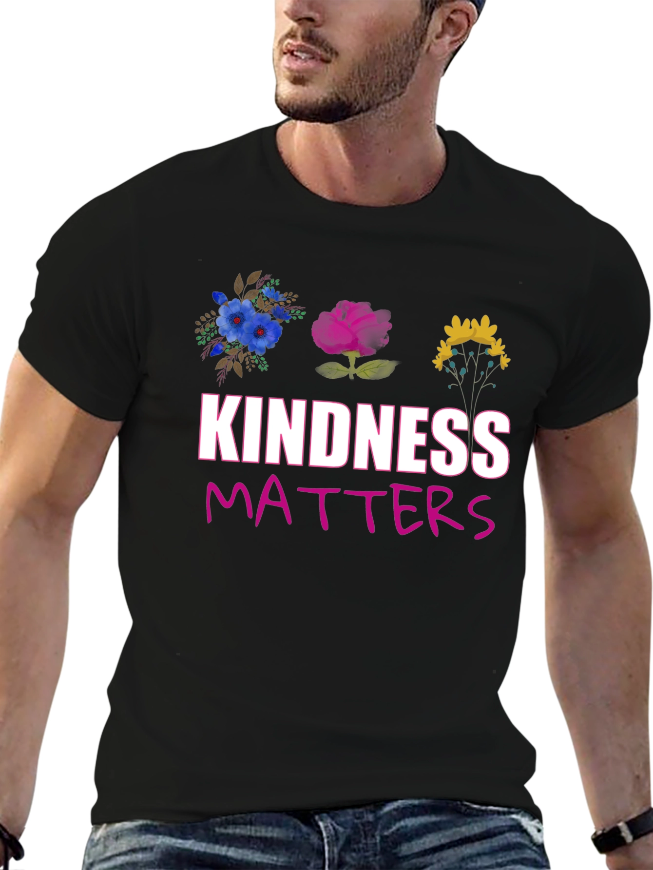 Camiseta Negra Kindness Matters Floral