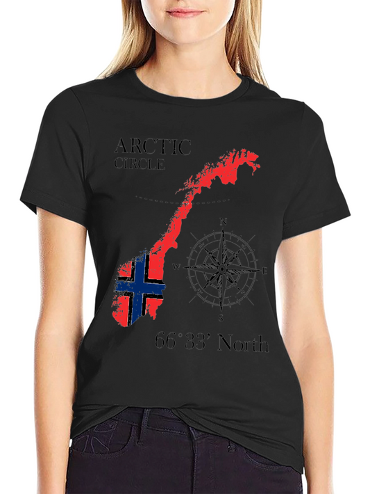 Camiseta Negra Diseño Noruega Círculo Ártico