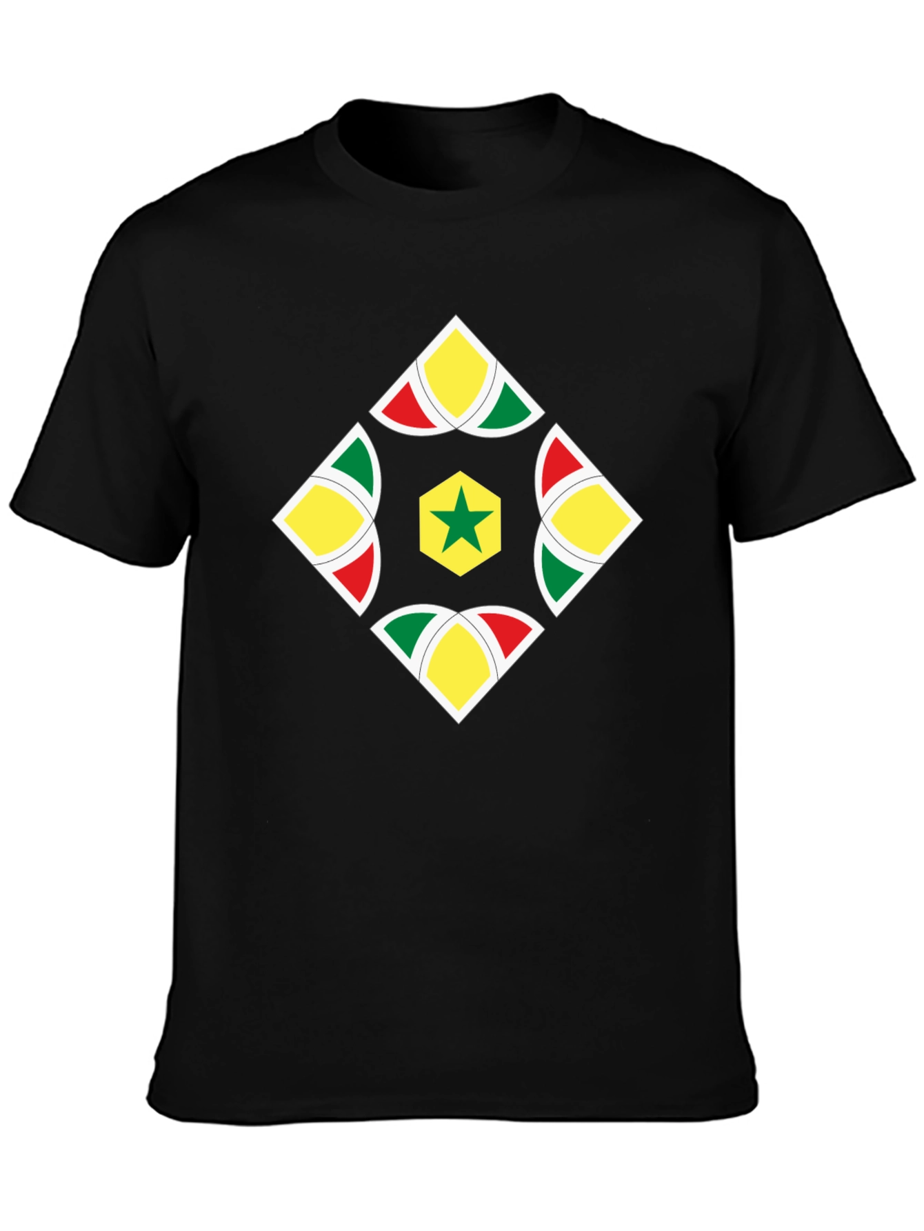 Camiseta Negra con Diseño Senegalés