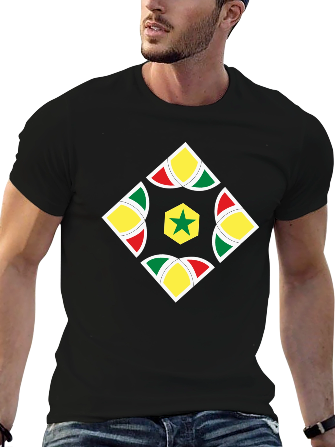 Camiseta Negra con Diseño Senegalés