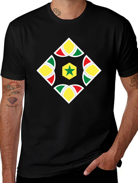 Camiseta Negra con Diseño Senegalés