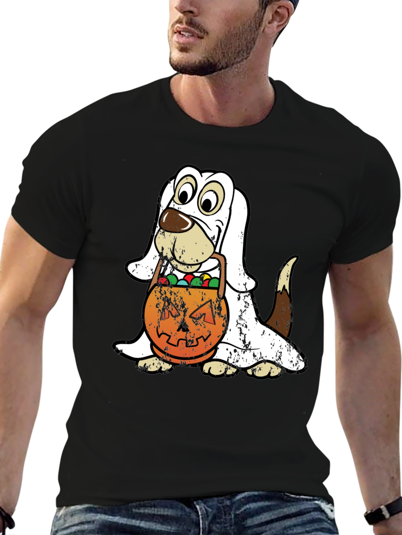 Camiseta Halloween Perro Disfraz Fantasma