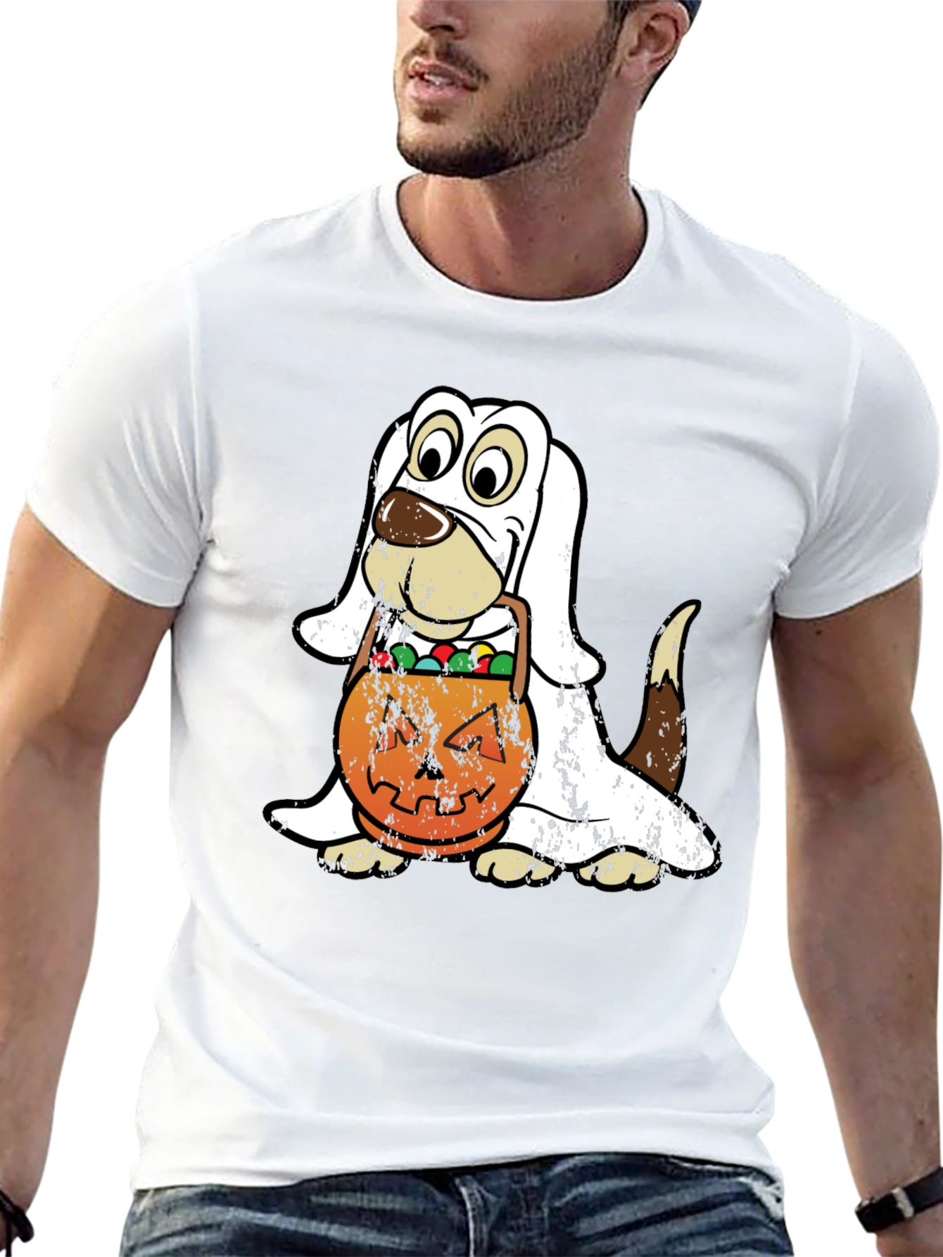 Camiseta Halloween Perro Disfraz Fantasma