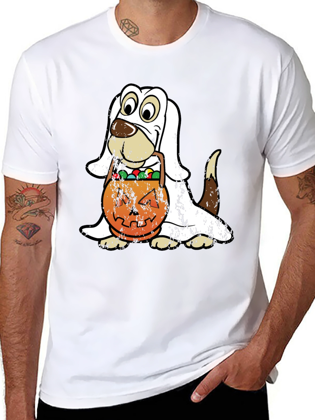 Camiseta Halloween Perro Disfraz Fantasma