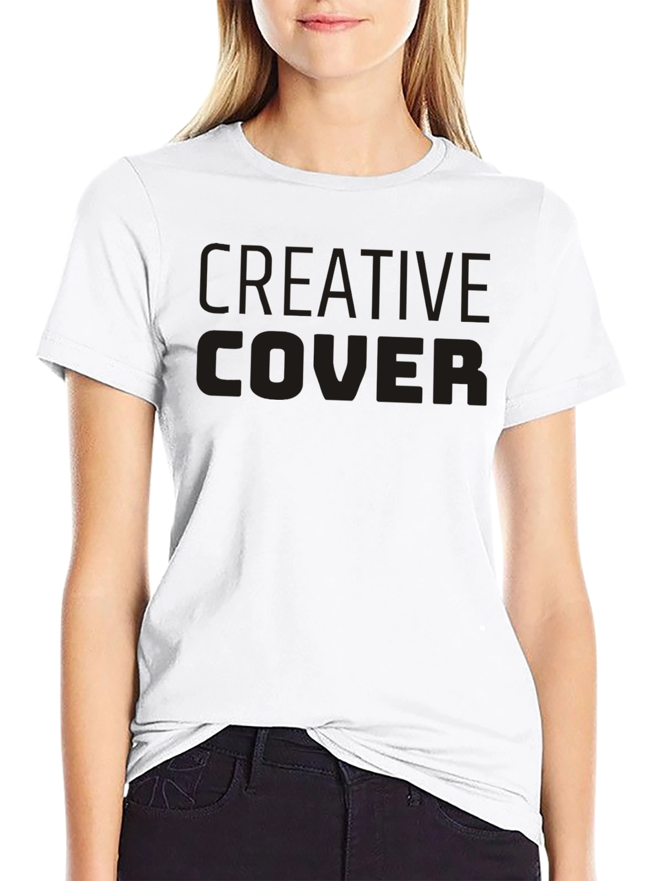 Camiseta Negra Creative Cover Algodón Cómoda Casual