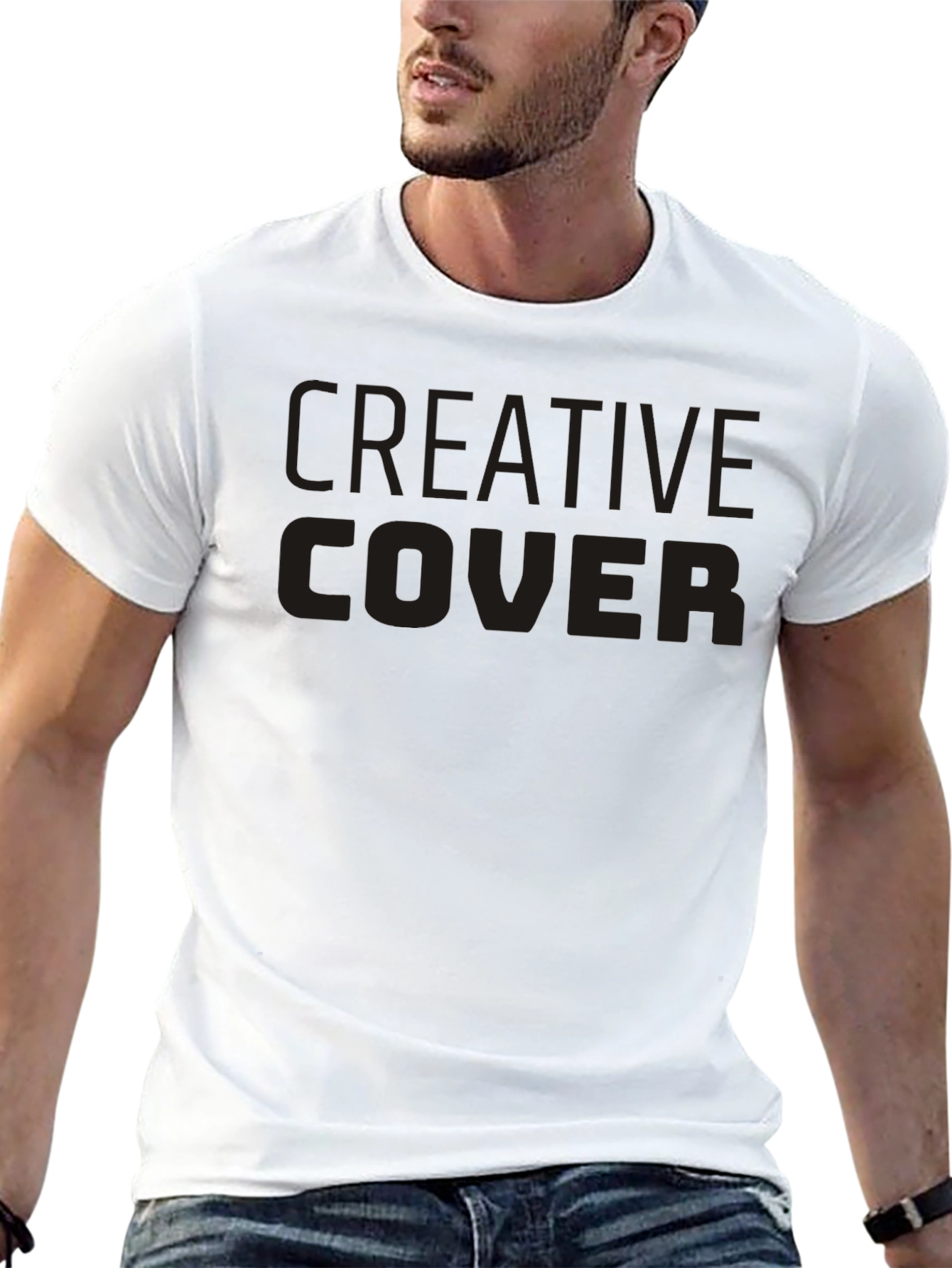 Camiseta Negra Creative Cover Algodón Cómoda Casual