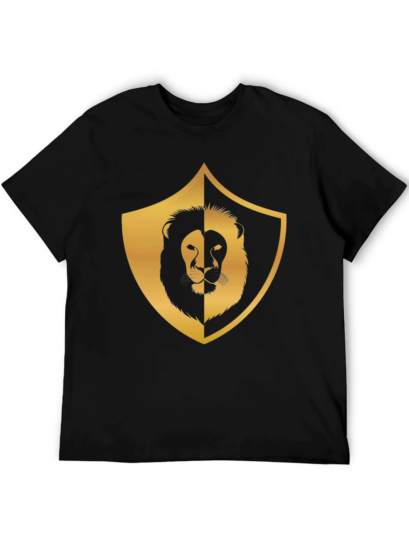 Camiseta Negra con Diseño de León Dorado