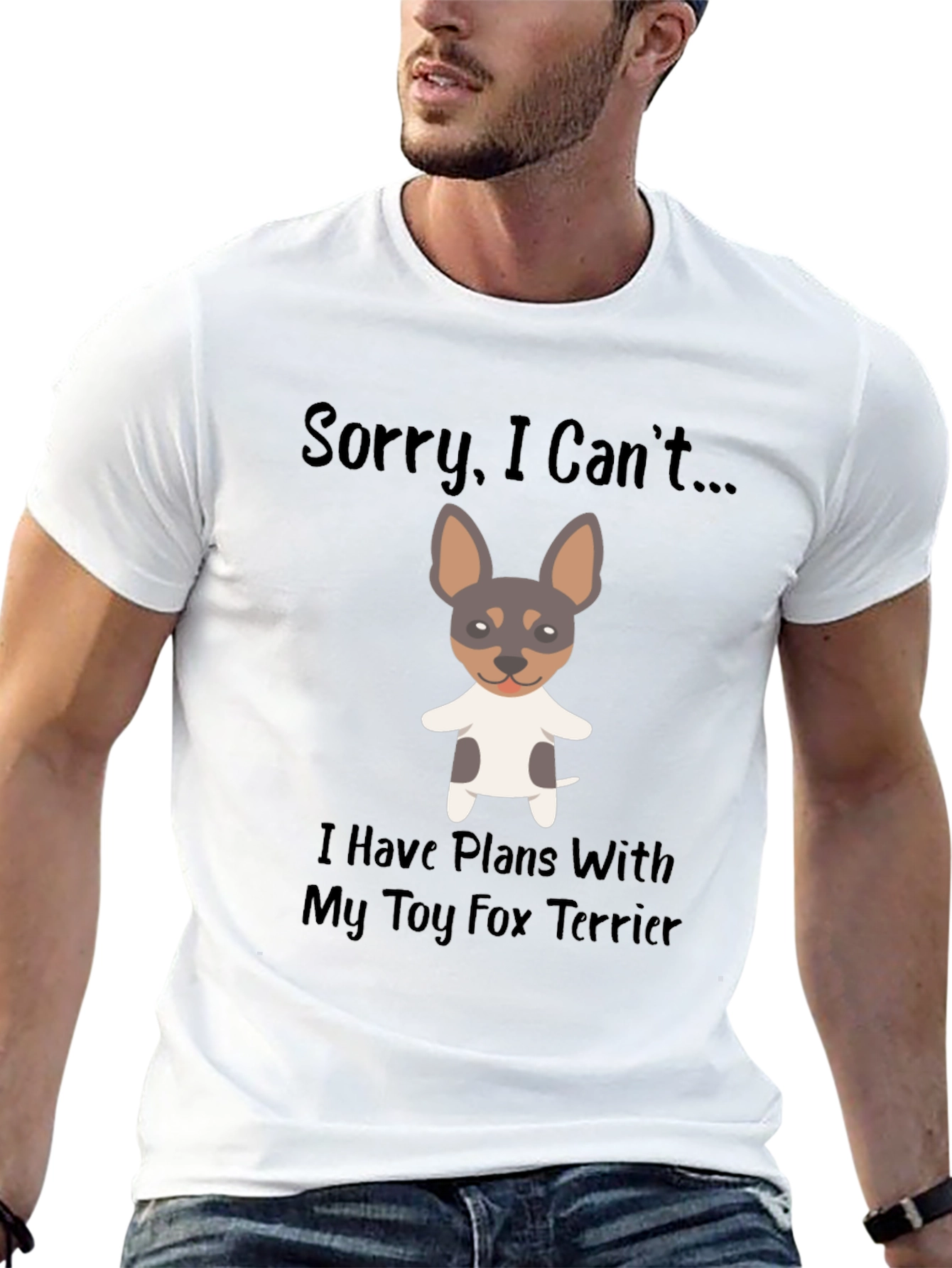 Camiseta Negra con Diseño de Toy Fox Terrier