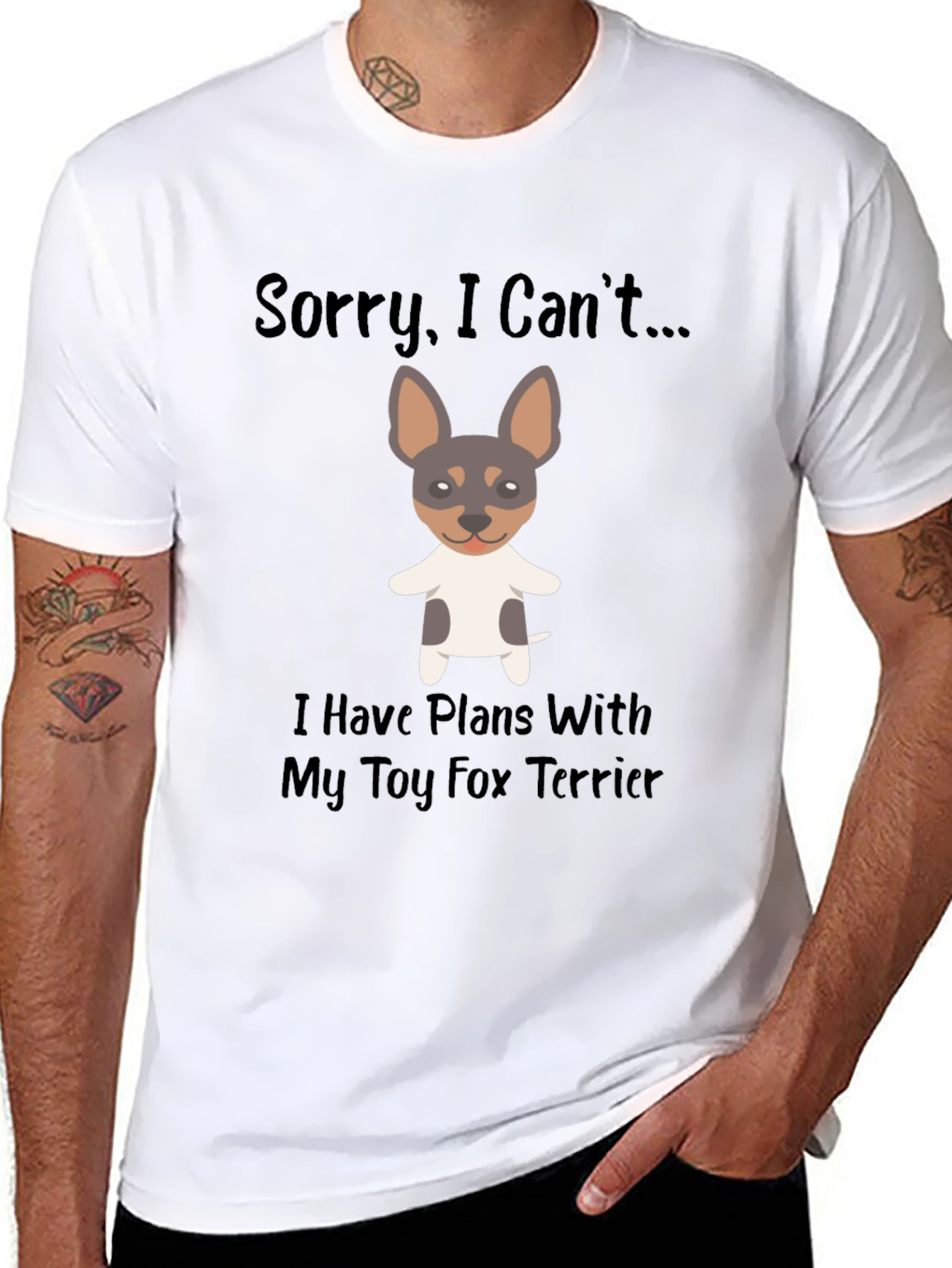 Camiseta Negra con Diseño de Toy Fox Terrier
