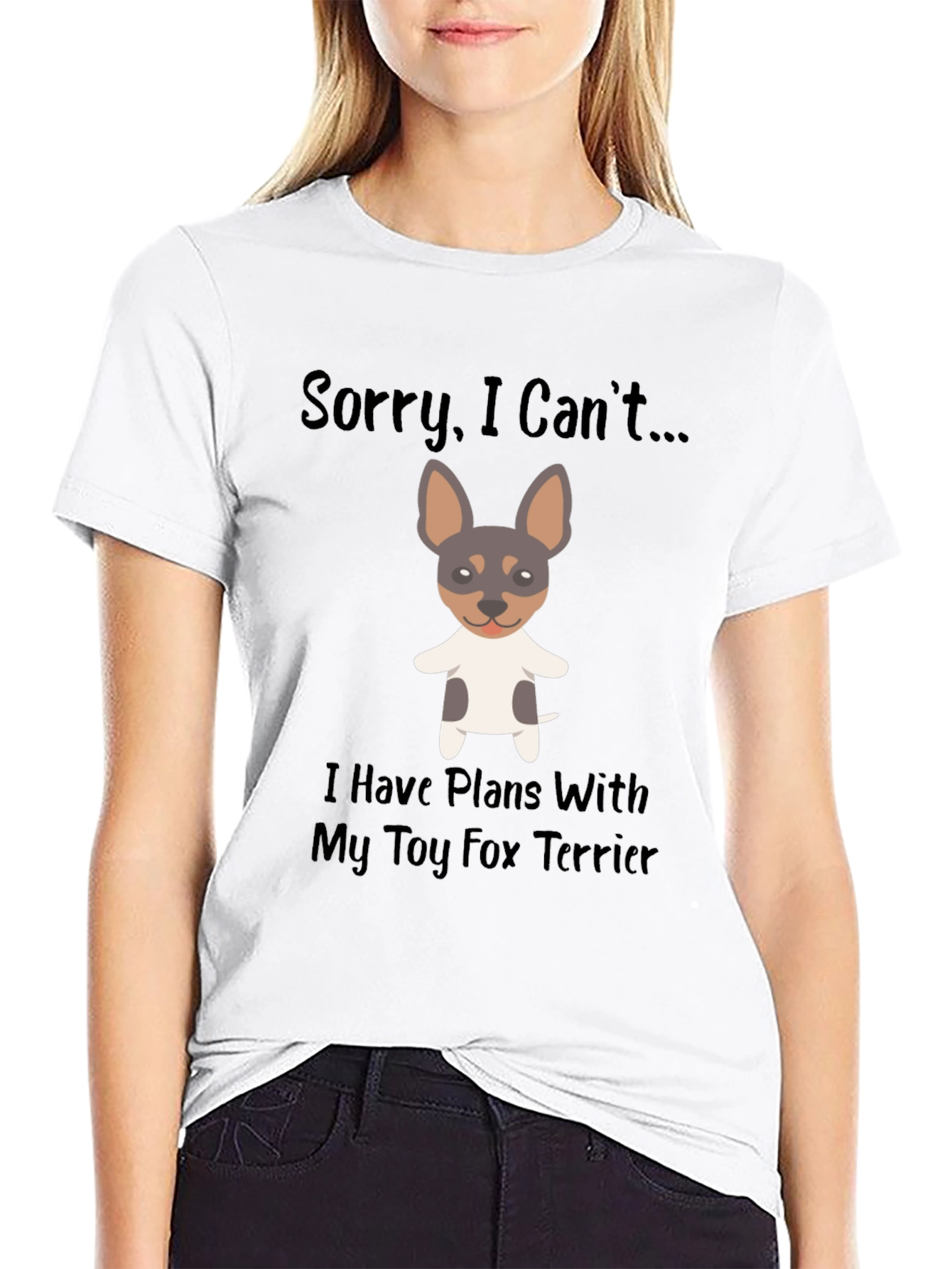 Camiseta Negra con Diseño de Toy Fox Terrier