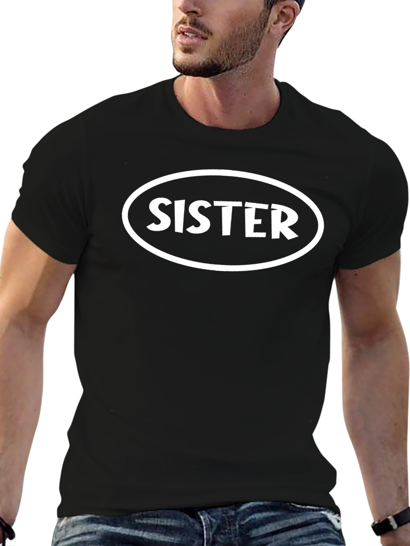 Camiseta Negra con Diseño Sister para Hombre