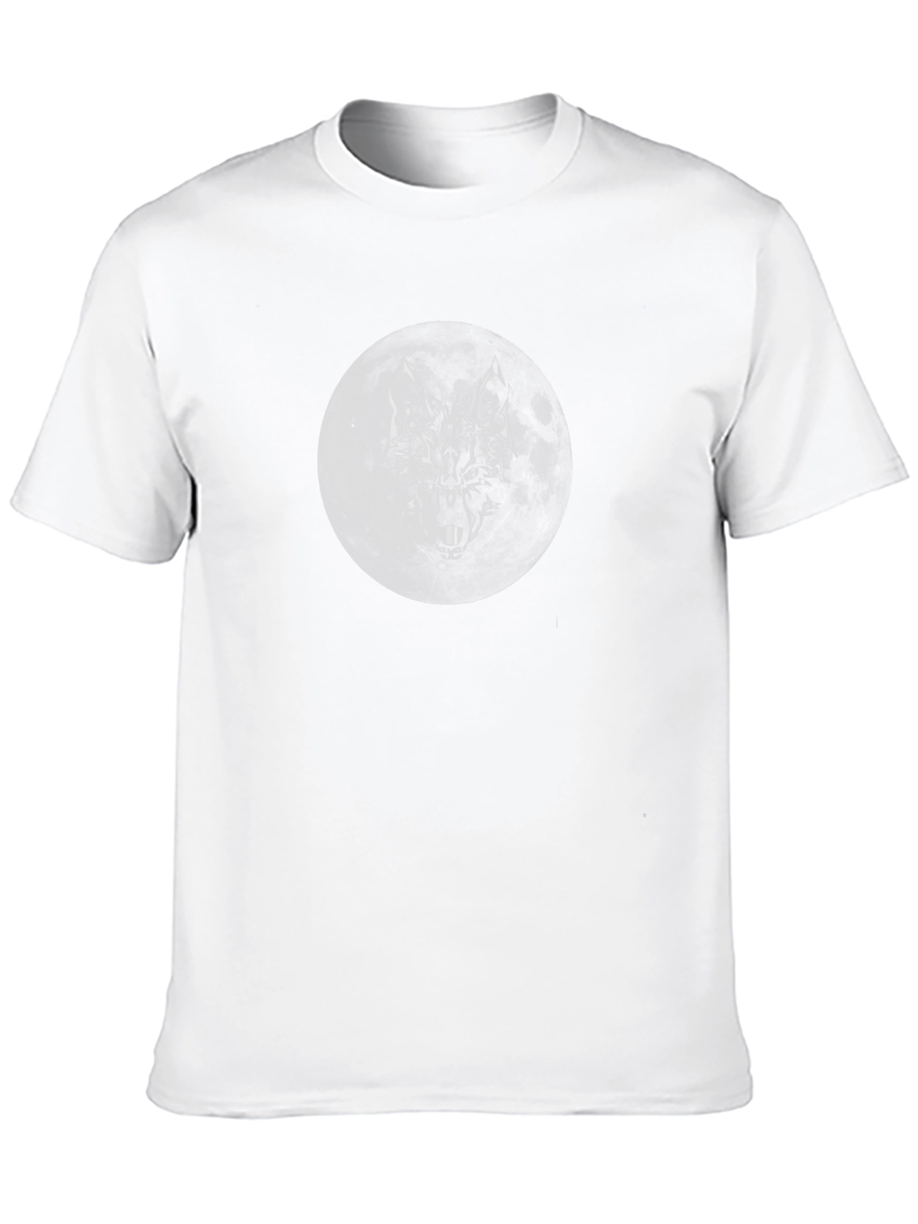 Camiseta Negra Luna Lobo Hombre Estilo Casual