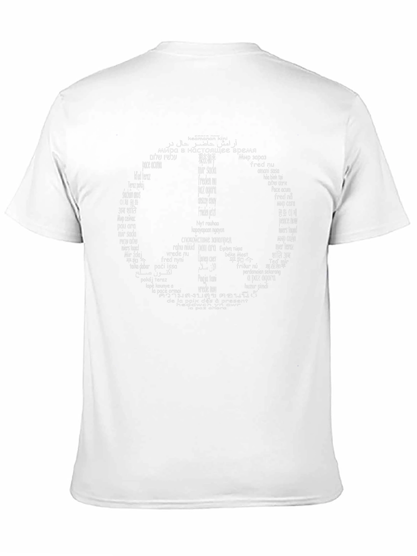 Camiseta Negra Peace Sign Idiomas