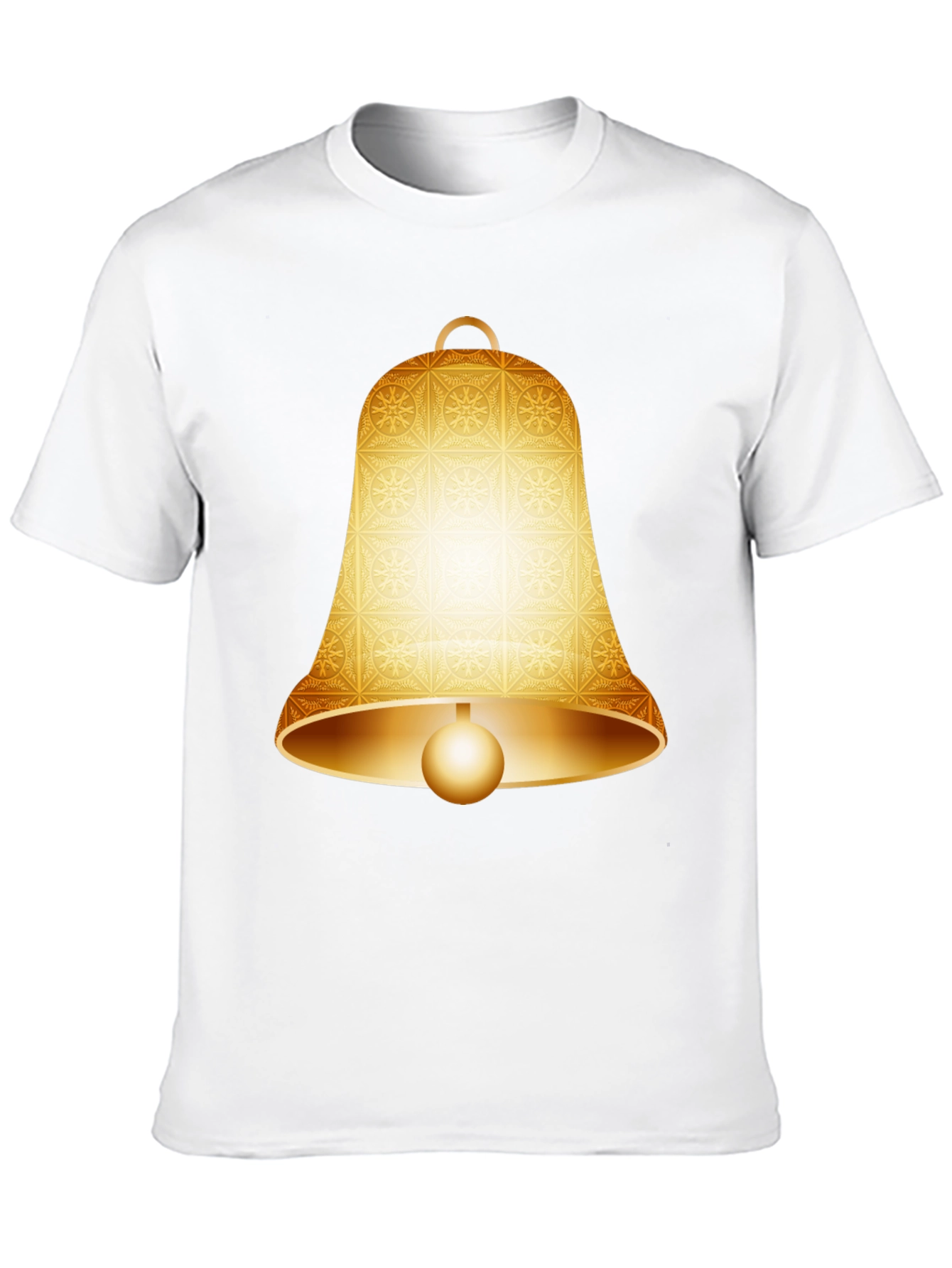 Camiseta Negra con Diseño de Campana Dorada