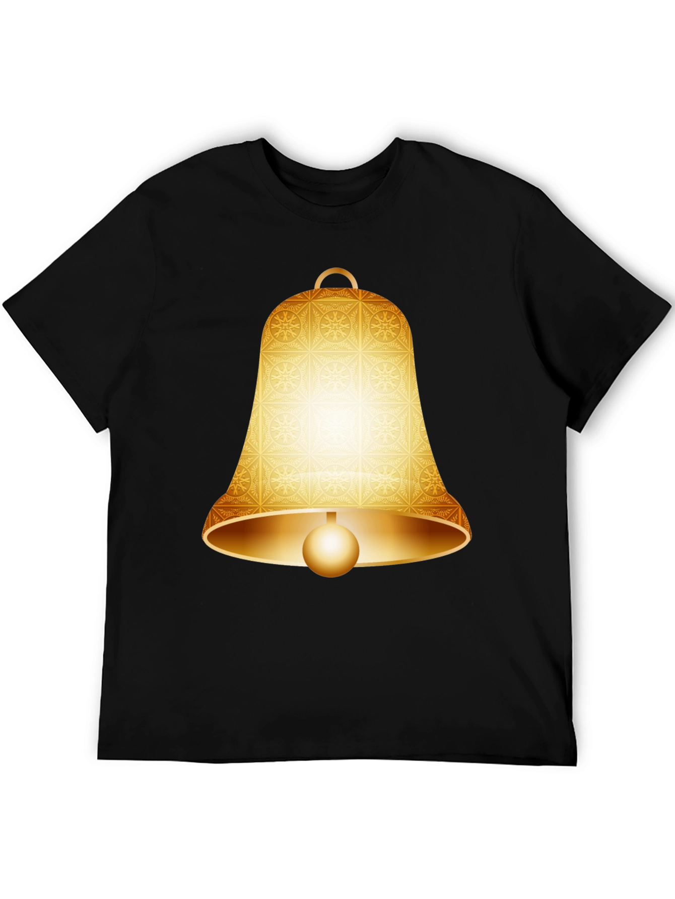 Camiseta Negra con Diseño de Campana Dorada