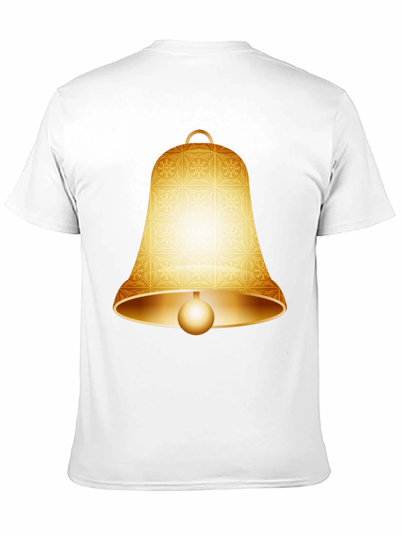 Camiseta Negra con Diseño de Campana Dorada