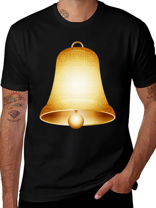 Camiseta Negra con Diseño de Campana Dorada