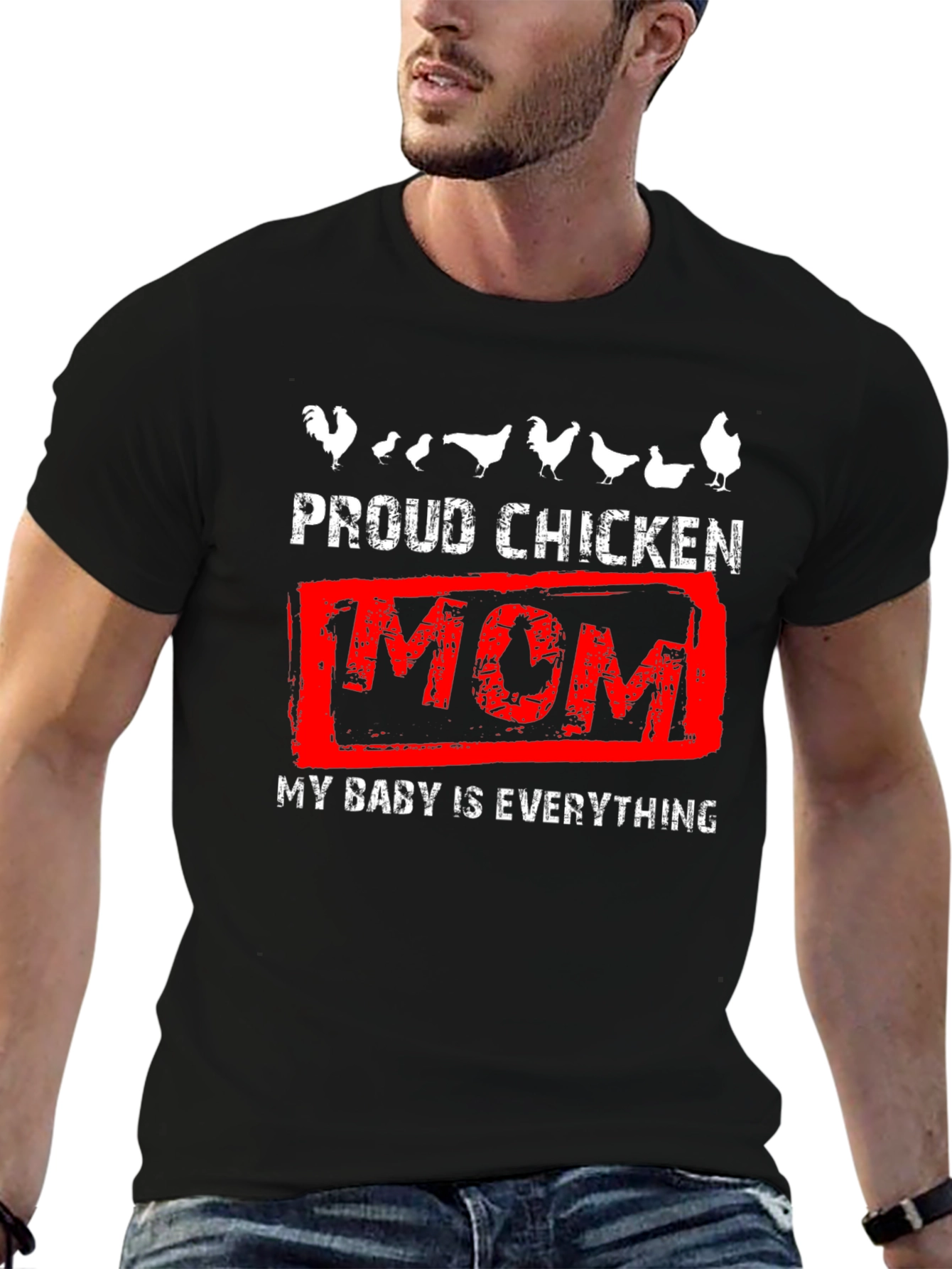 Camiseta Negra Proud Chicken Mom