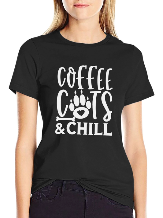 Camiseta Negra Coffee Cats & Chill