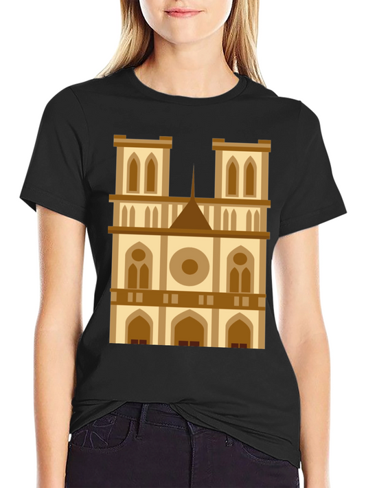 Camiseta Negra con Diseño de Catedral