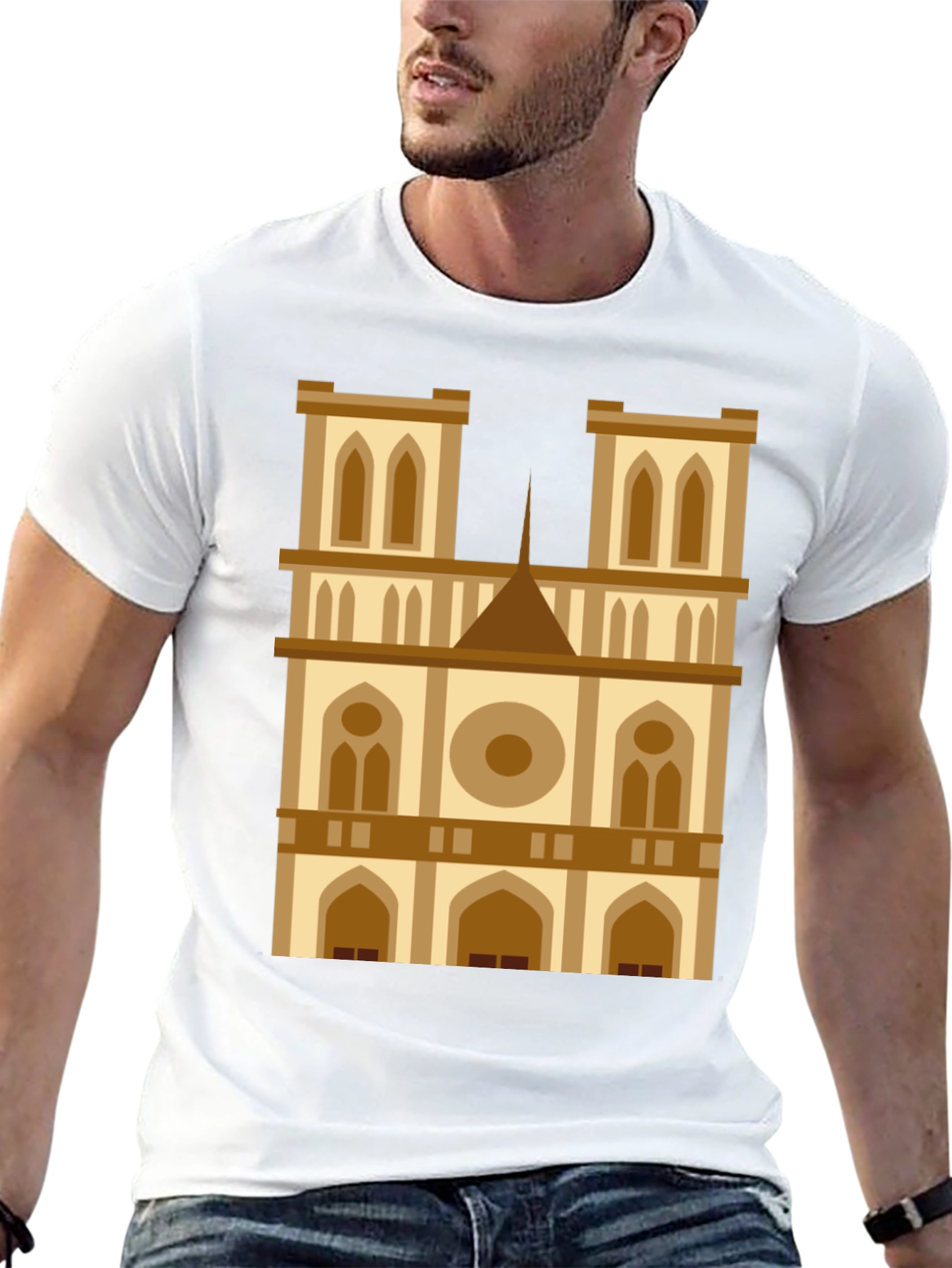 Camiseta Negra con Diseño de Catedral