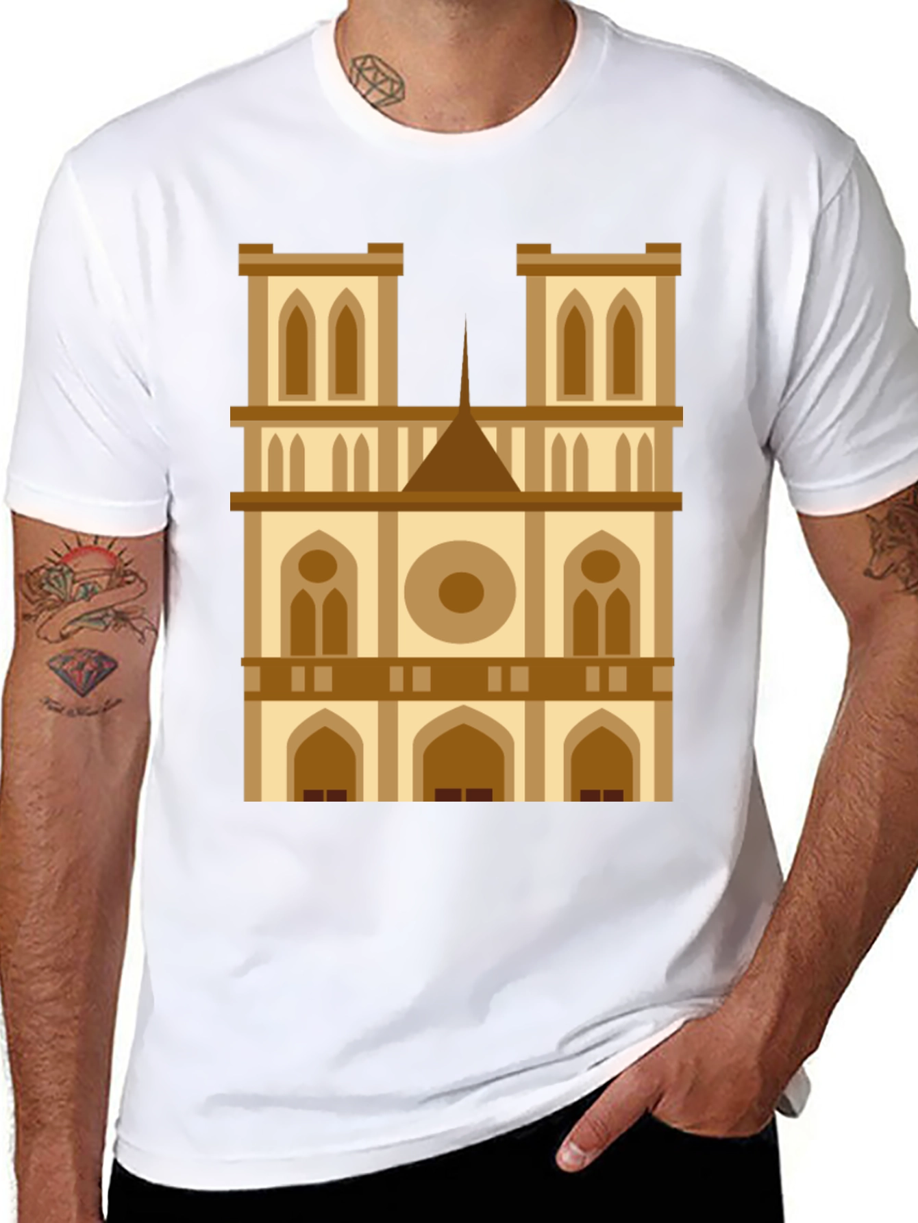 Camiseta Negra con Diseño de Catedral