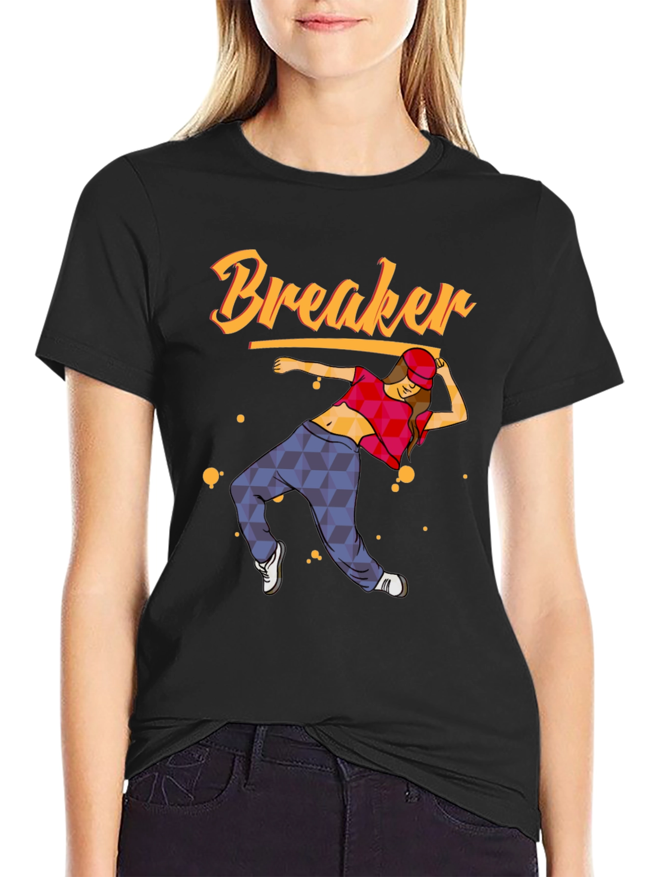 Camiseta Negra con Diseño de Bailarina Breaker