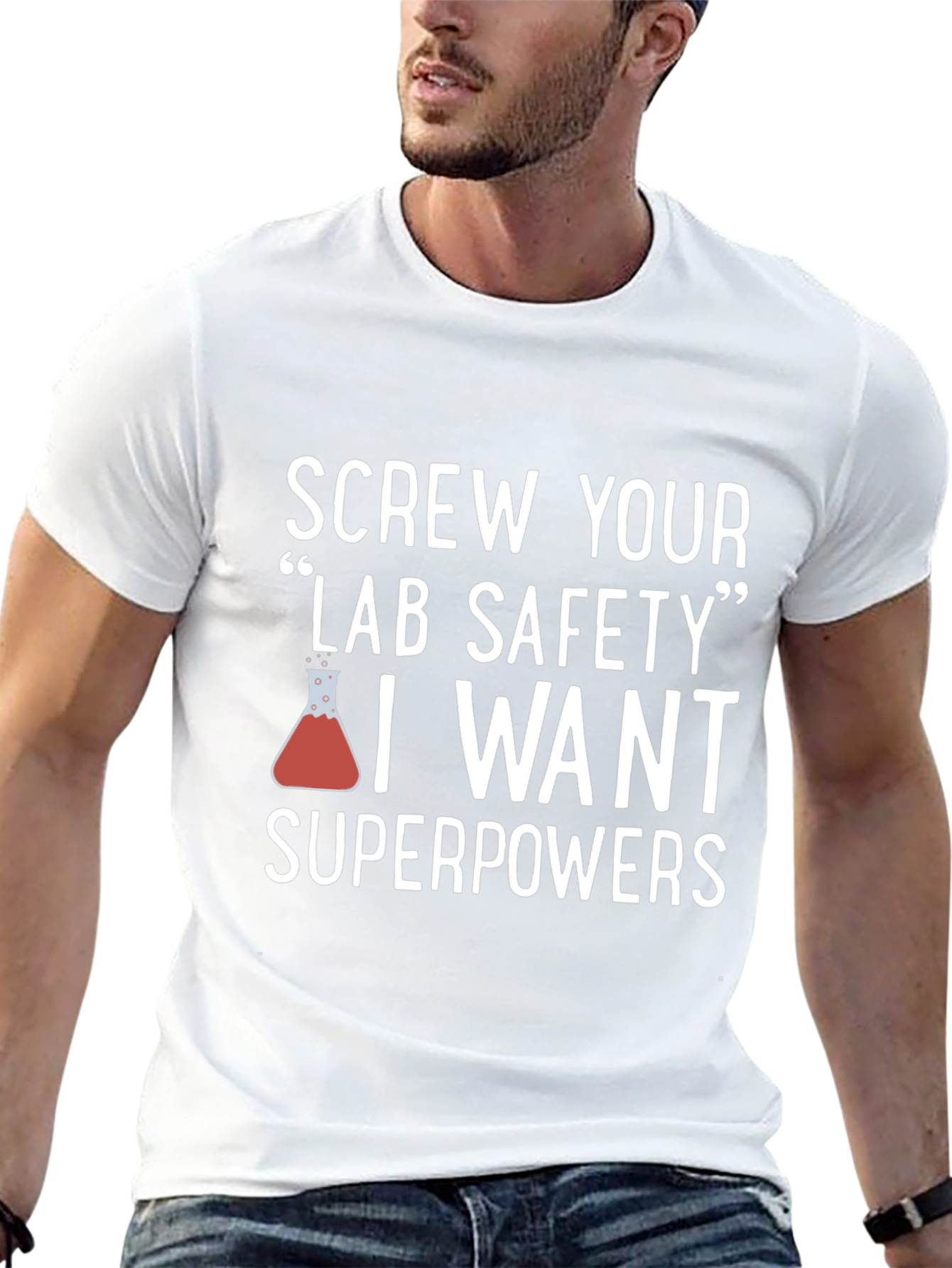 Camiseta Negra con Humor Científico Superpoderes