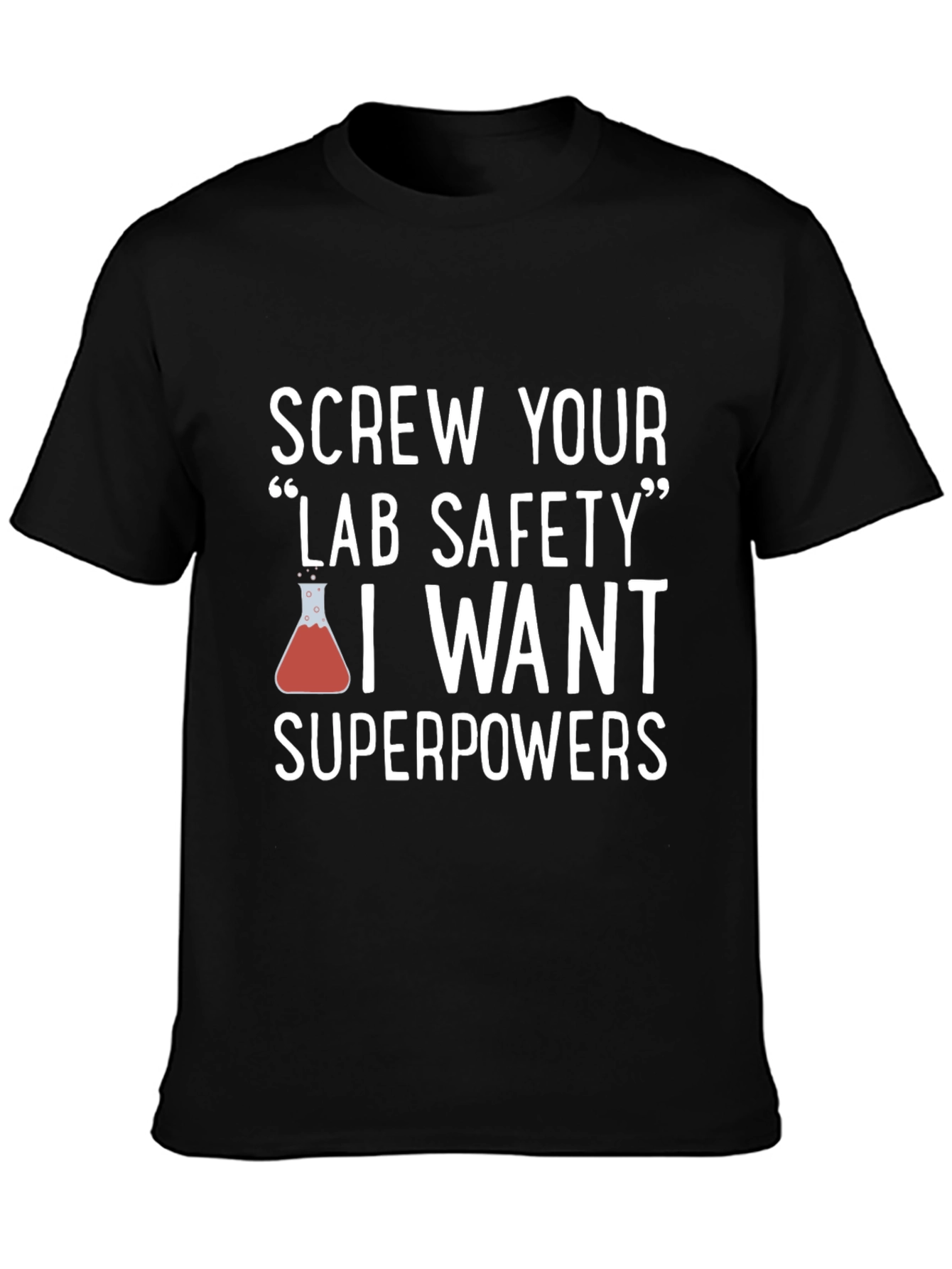 Camiseta Negra con Humor Científico Superpoderes