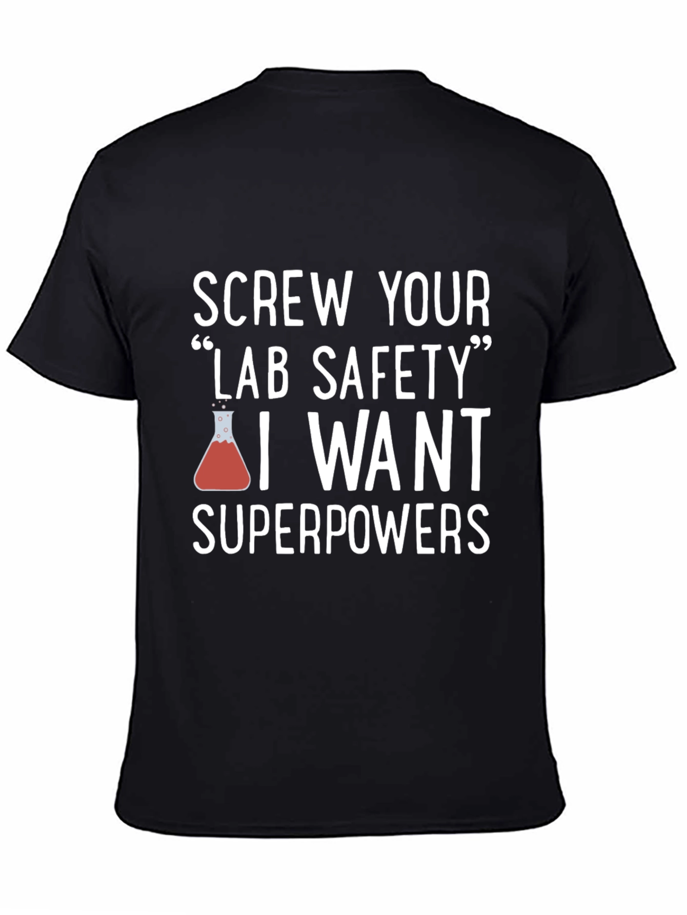Camiseta Negra con Humor Científico Superpoderes