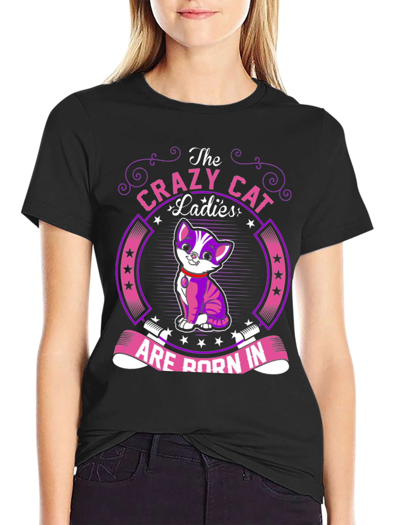Camiseta Negra Crazy Cat Ladies