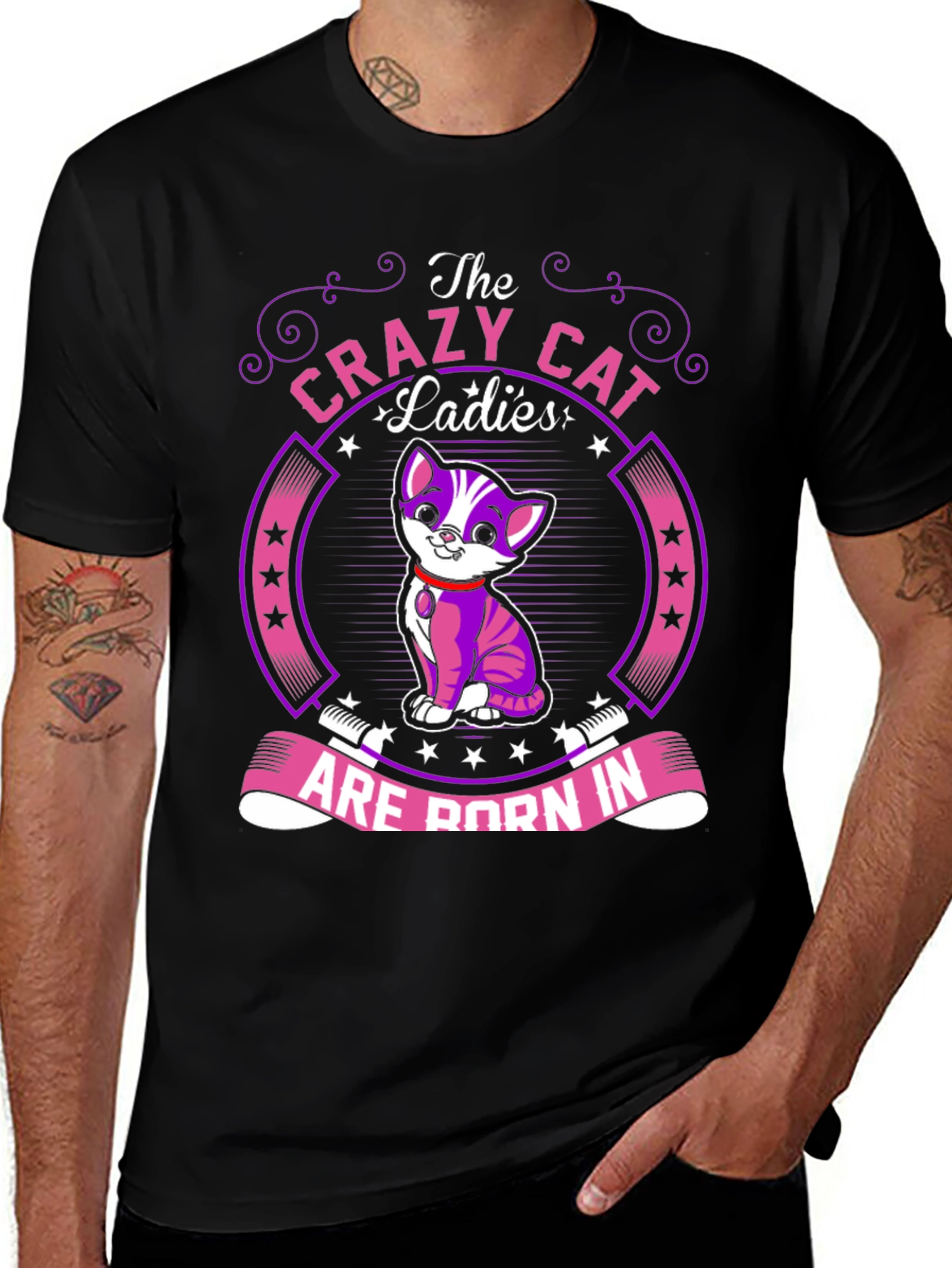 Camiseta Negra Crazy Cat Ladies