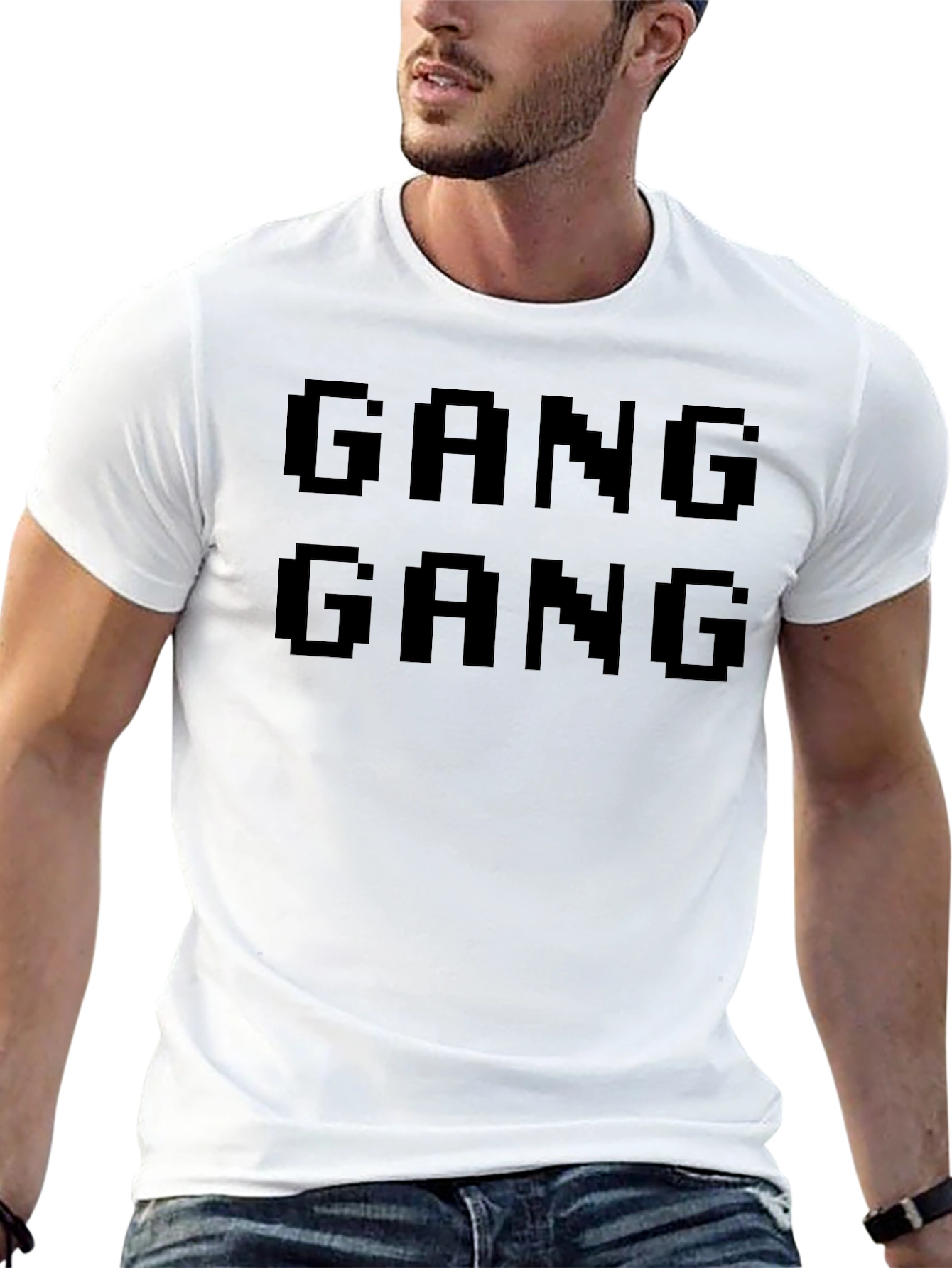 Camiseta Negra Gang Gang Estilo Pixel Art