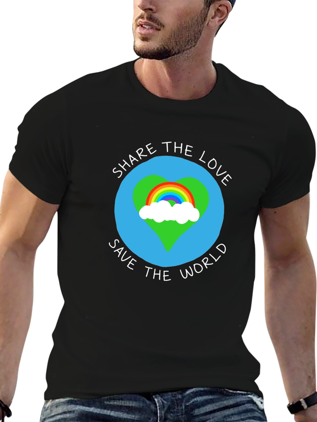 Camiseta Negra: Comparte Amor Salva El Mundo