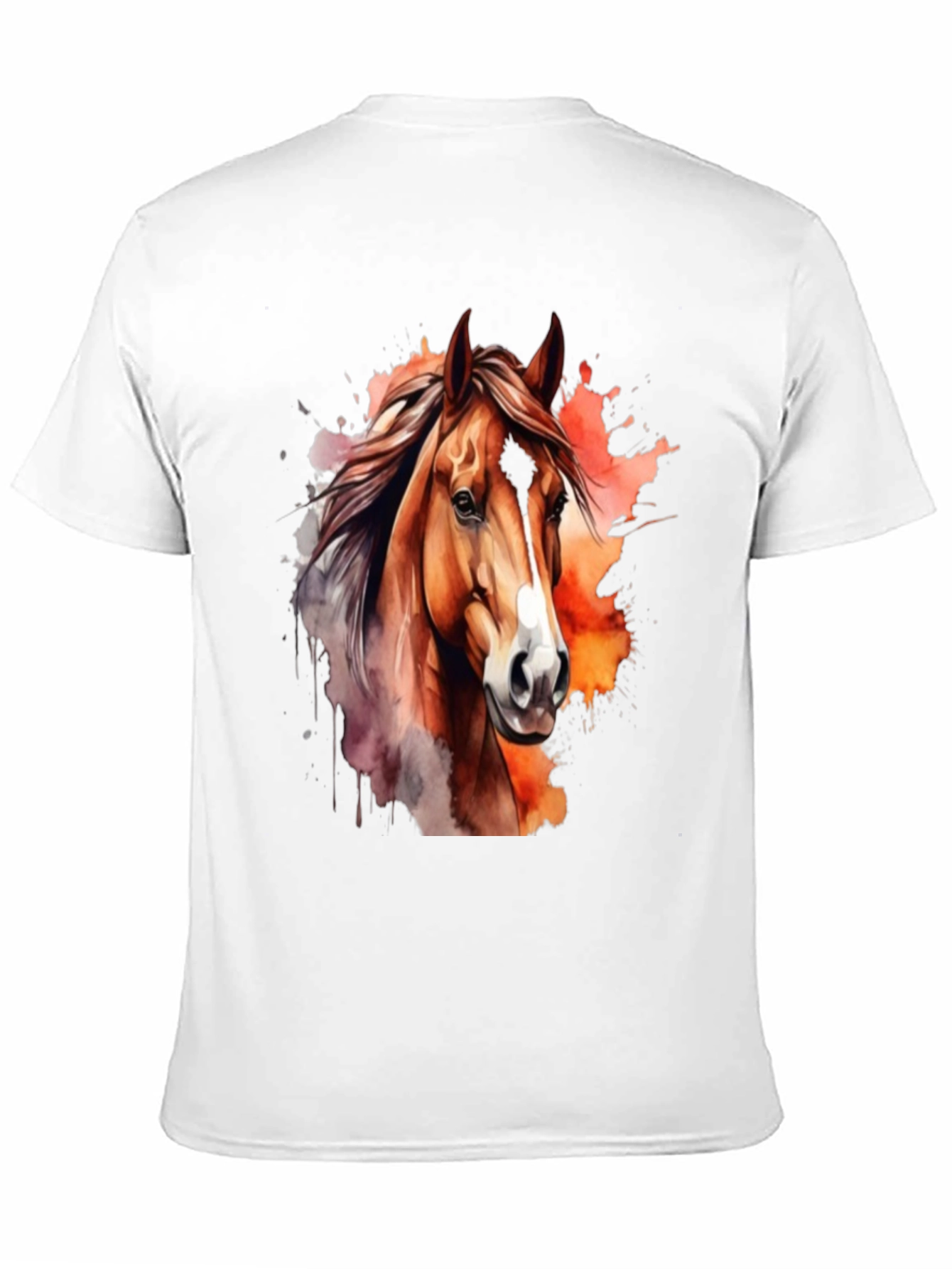 Camiseta Negra con Diseño de Caballo Acuarela