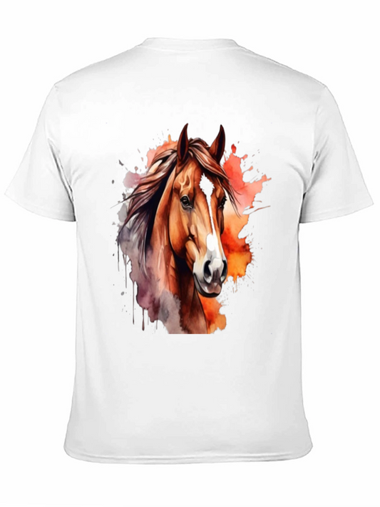 Camiseta Negra con Diseño de Caballo Acuarela